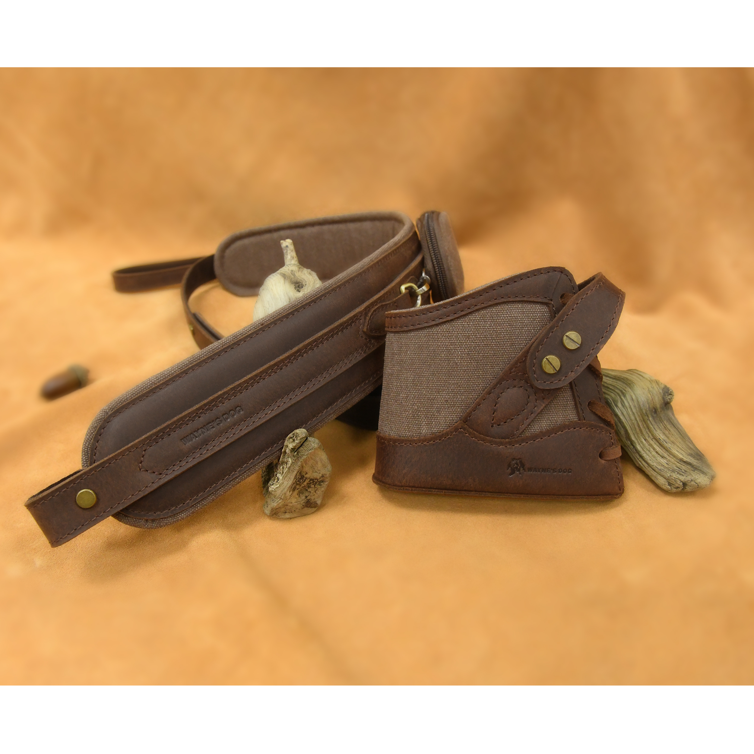 Vintage Canvas Leather Rifle Butt Recoil Pad, Gun Carry Sling Shoulder Strap Set