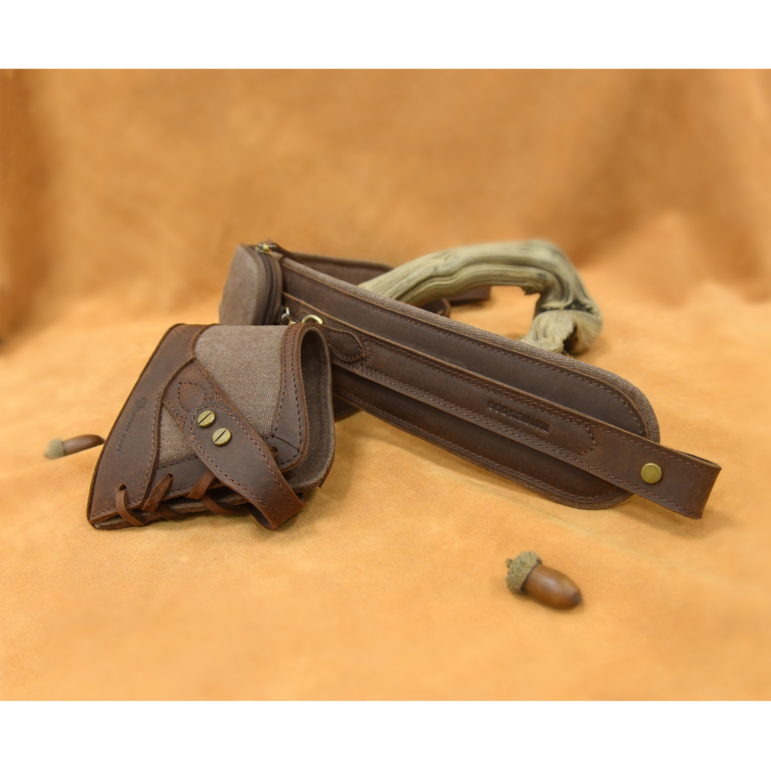 Vintage Canvas Leather Rifle Butt Recoil Pad, Gun Carry Sling Shoulder Strap Set