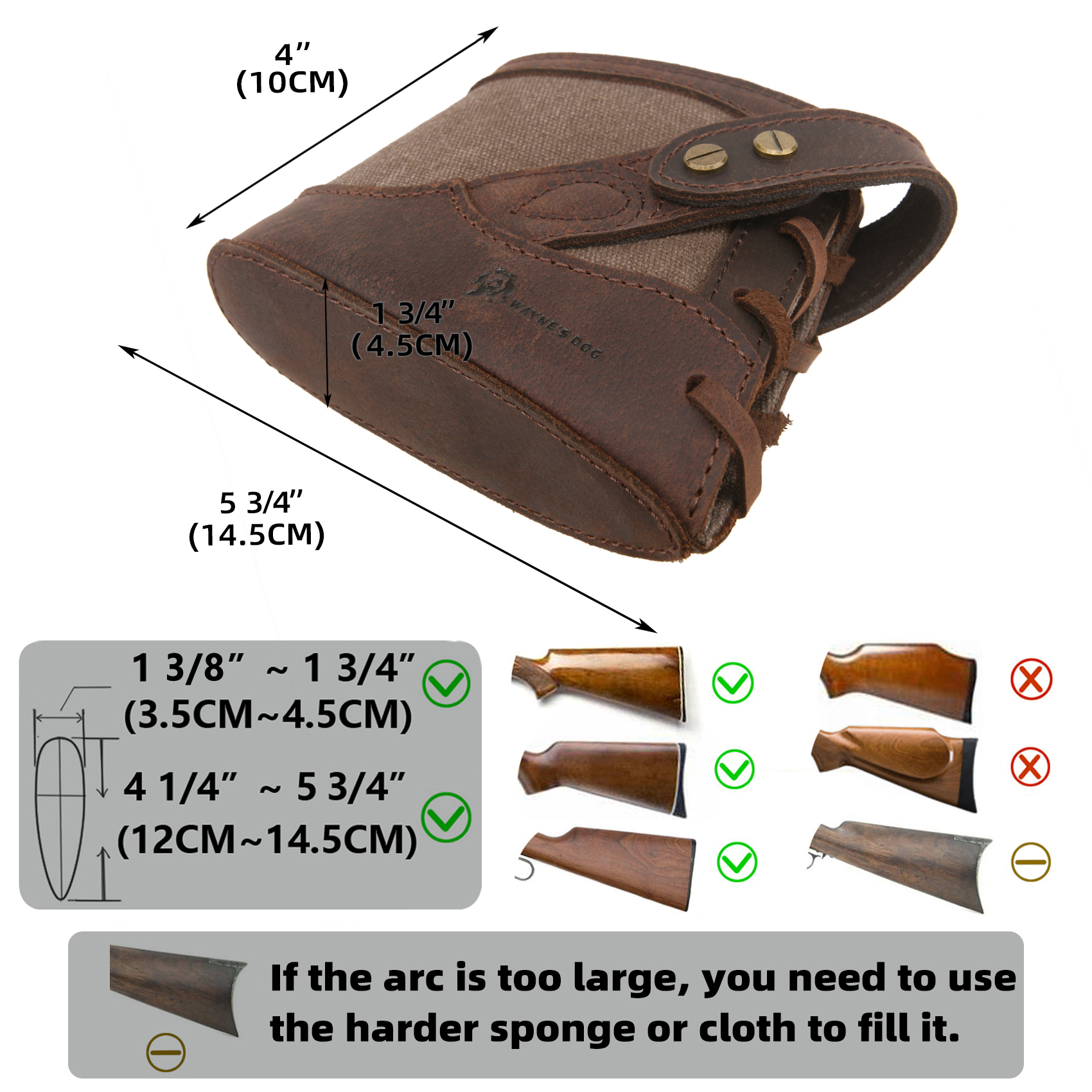 No Drill Leather Canvas Gun Recoil Pad Buttstock , Gun Barrel Mount with Shoulder Sling