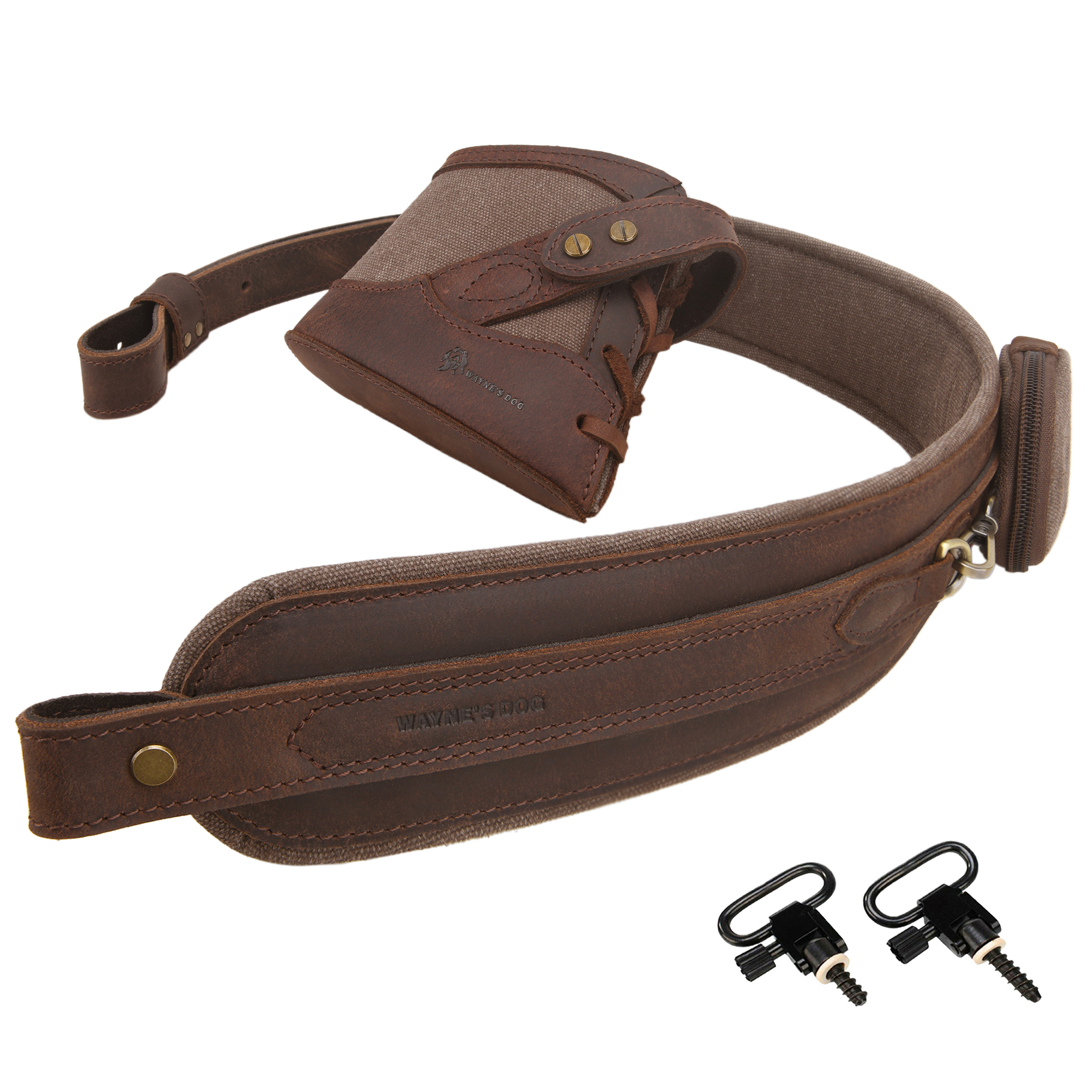 Vintage Canvas Leather Rifle Butt Recoil Pad, Gun Carry Sling Shoulder Strap Set