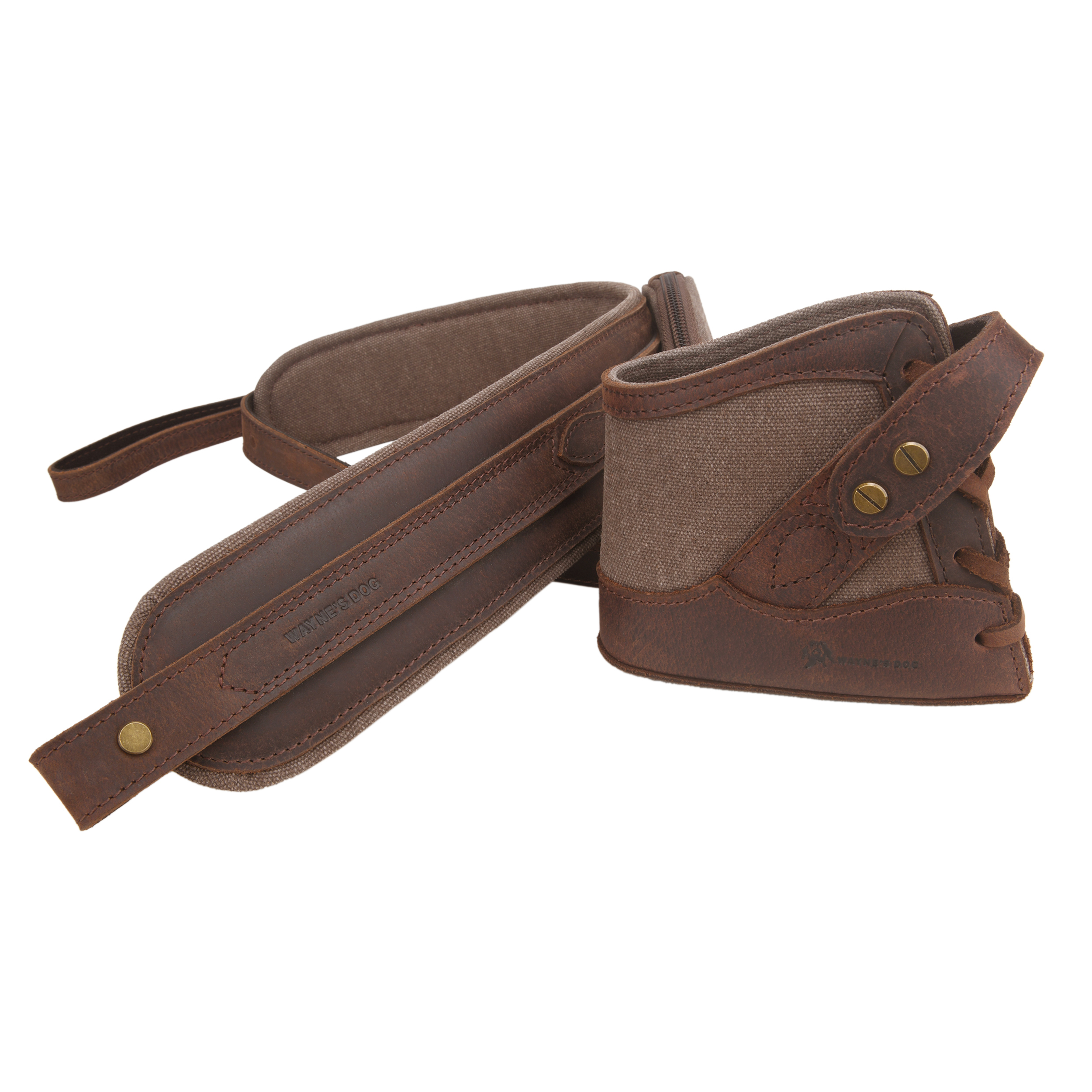 Vintage Canvas Leather Rifle Butt Recoil Pad, Gun Carry Sling Shoulder Strap Set