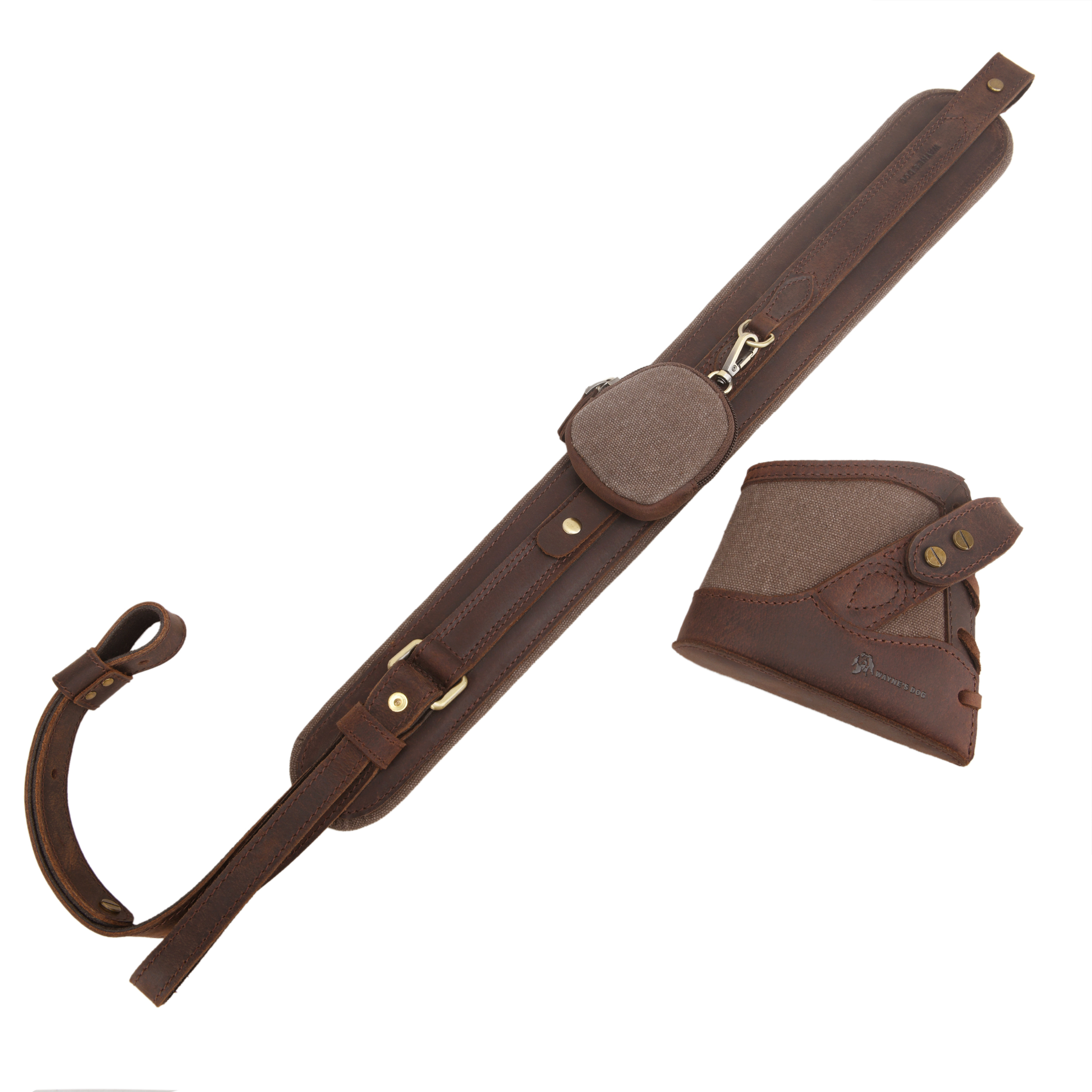 Vintage Canvas Leather Rifle Butt Recoil Pad, Gun Carry Sling Shoulder Strap Set