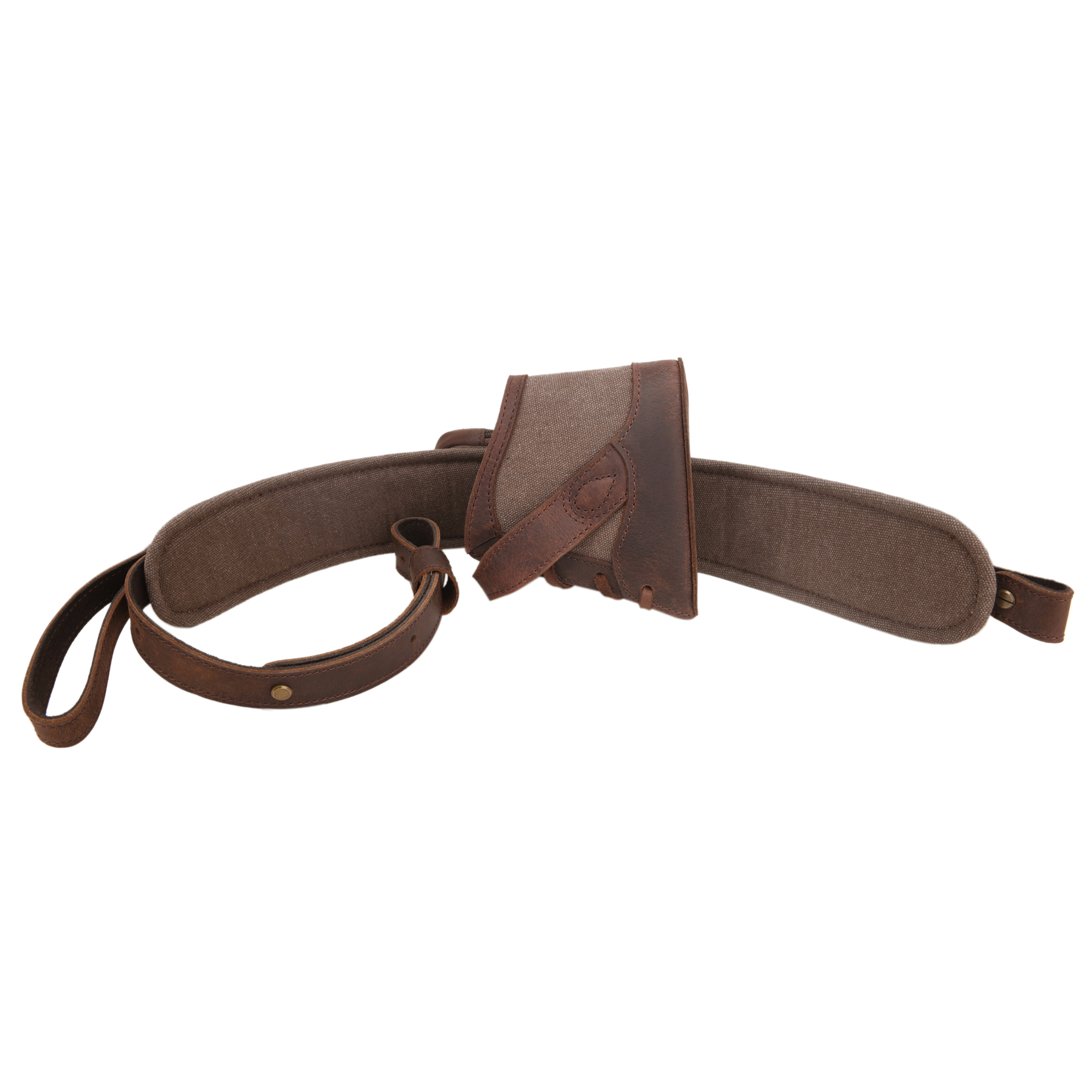 Vintage Canvas Leather Rifle Butt Recoil Pad, Gun Carry Sling Shoulder Strap Set