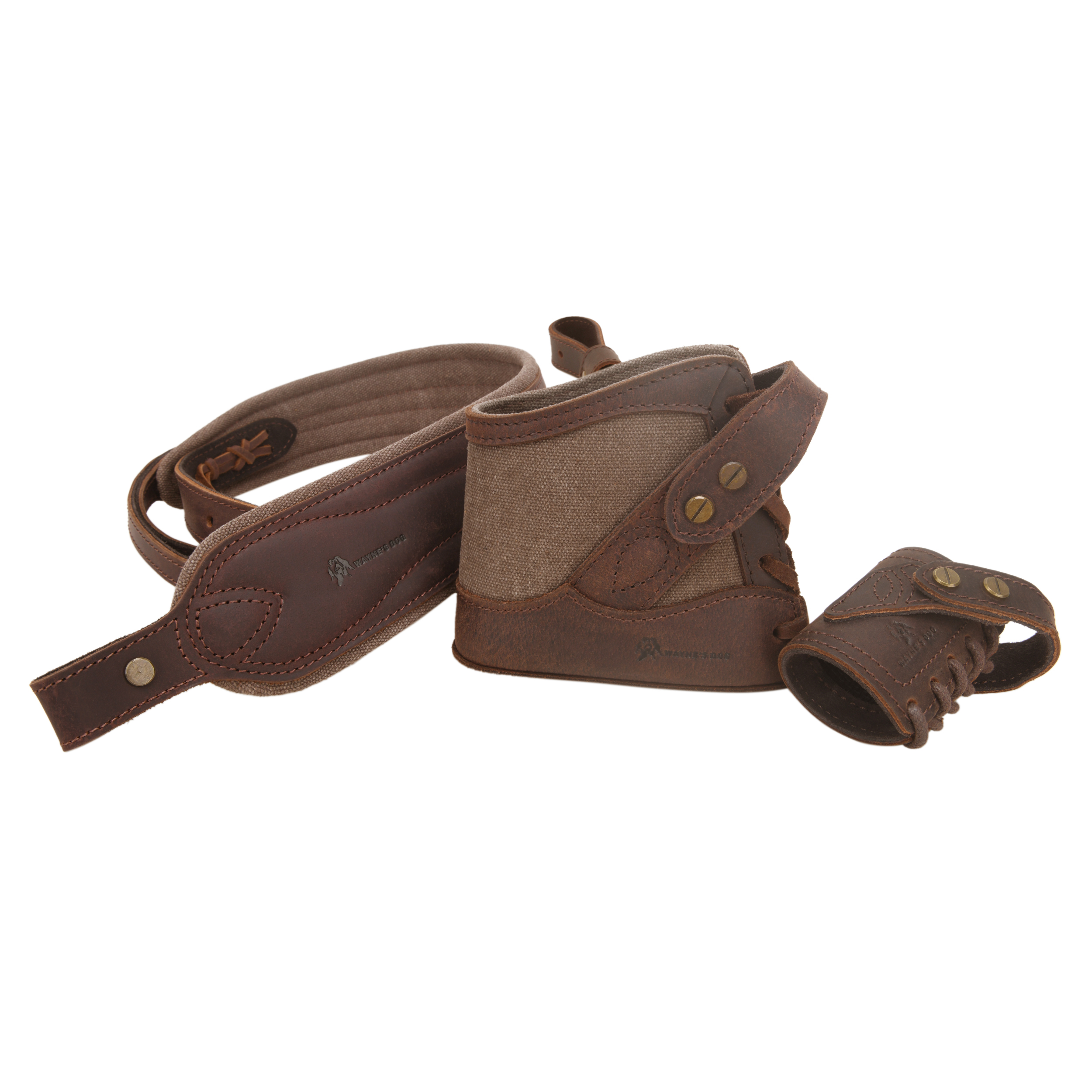 No Drill Leather Canvas Gun Recoil Pad Buttstock , Gun Barrel Mount with Shoulder Sling