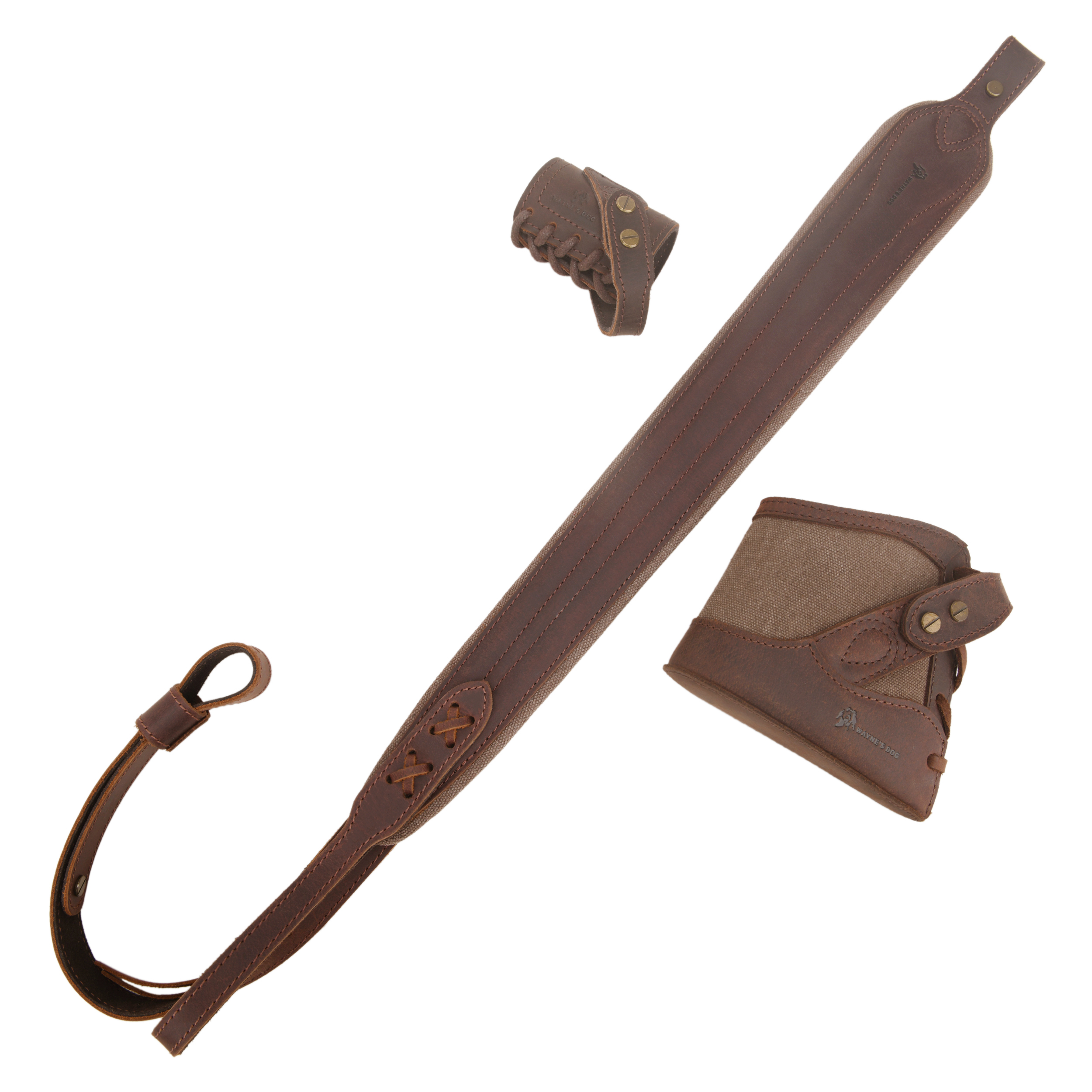 No Drill Leather Canvas Gun Recoil Pad Buttstock , Gun Barrel Mount with Shoulder Sling