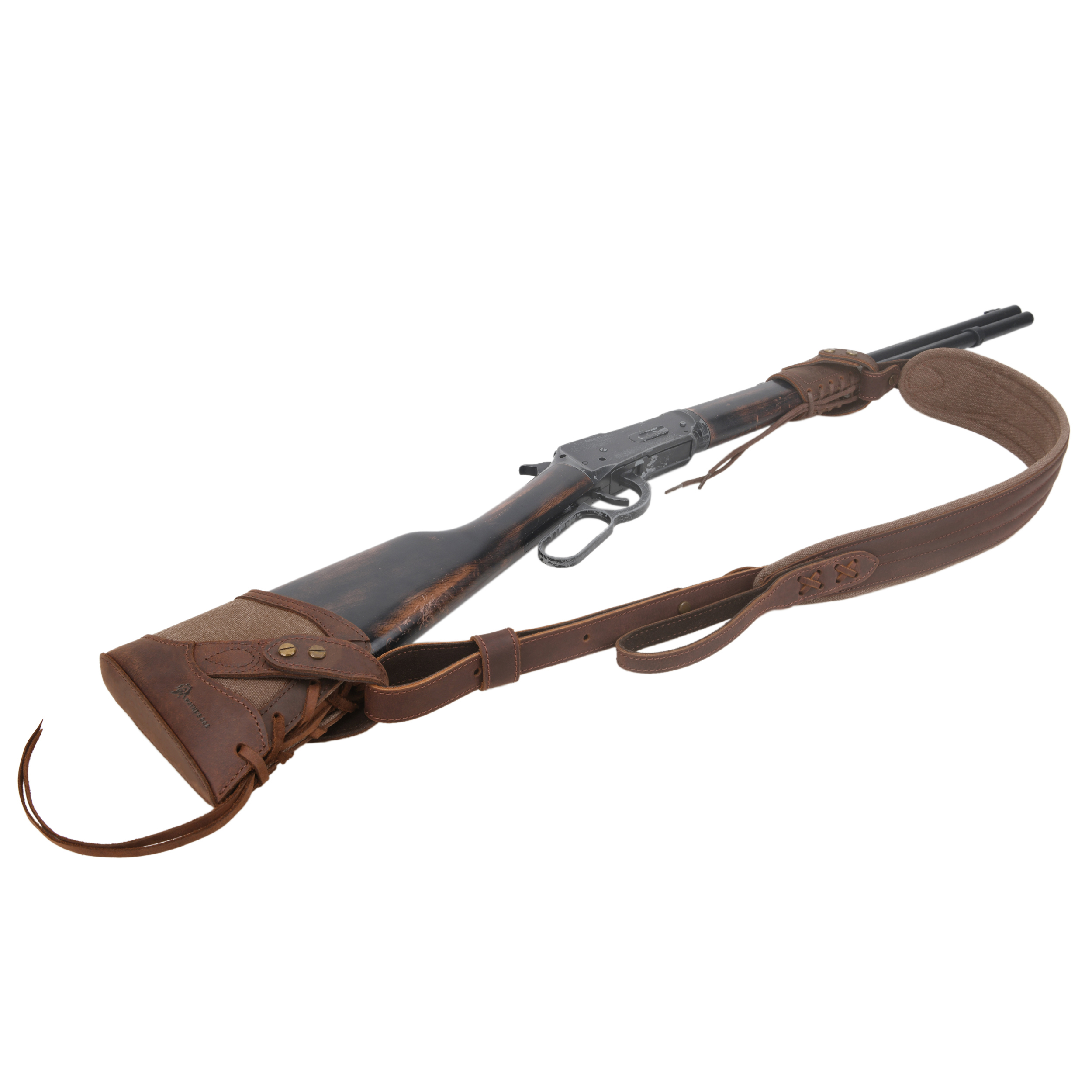 No Drill Leather Canvas Gun Recoil Pad Buttstock , Gun Barrel Mount with Shoulder Sling