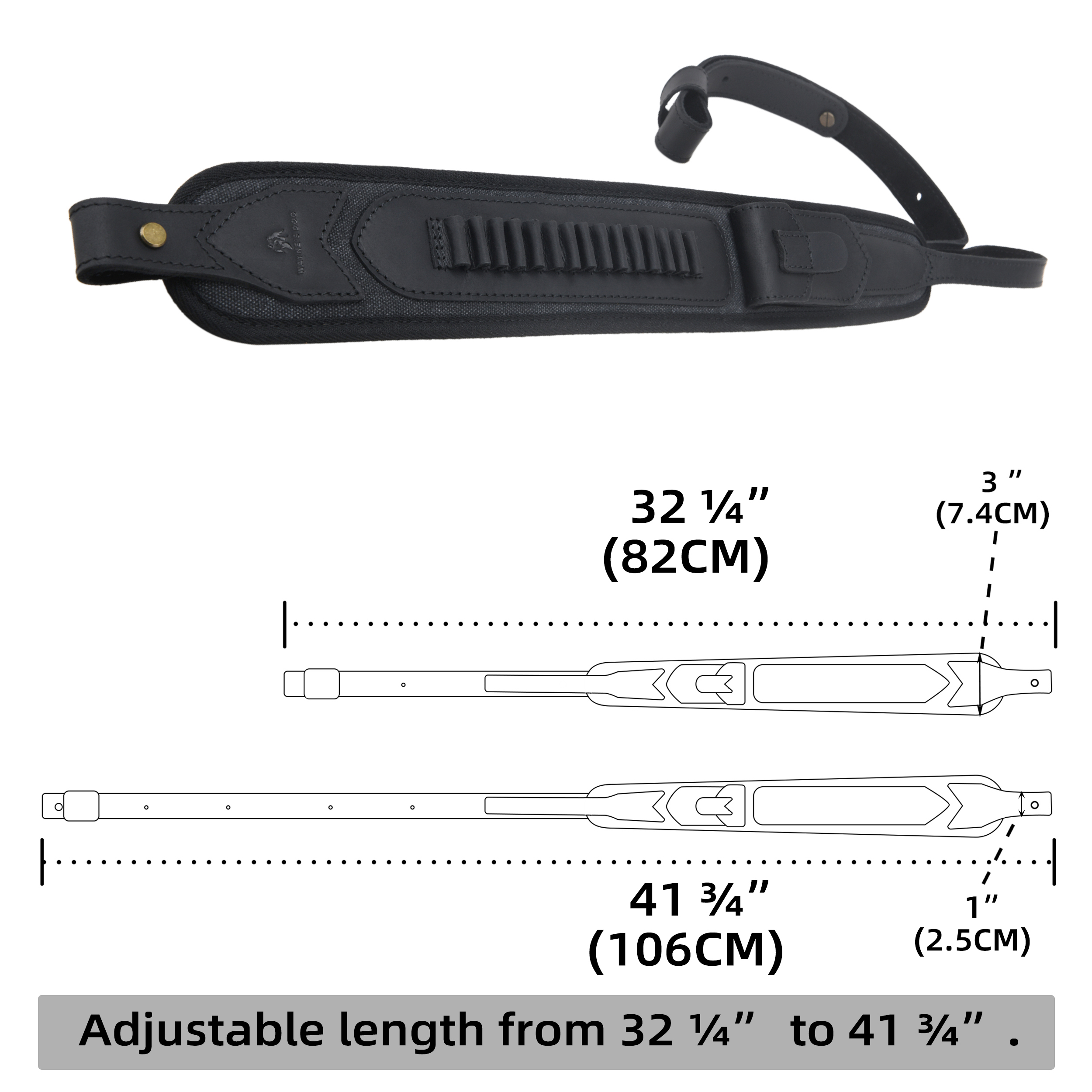 Canvas Leather Rifle Shell Holder Sling for .30-30 .30-06 .45-70 12GA
