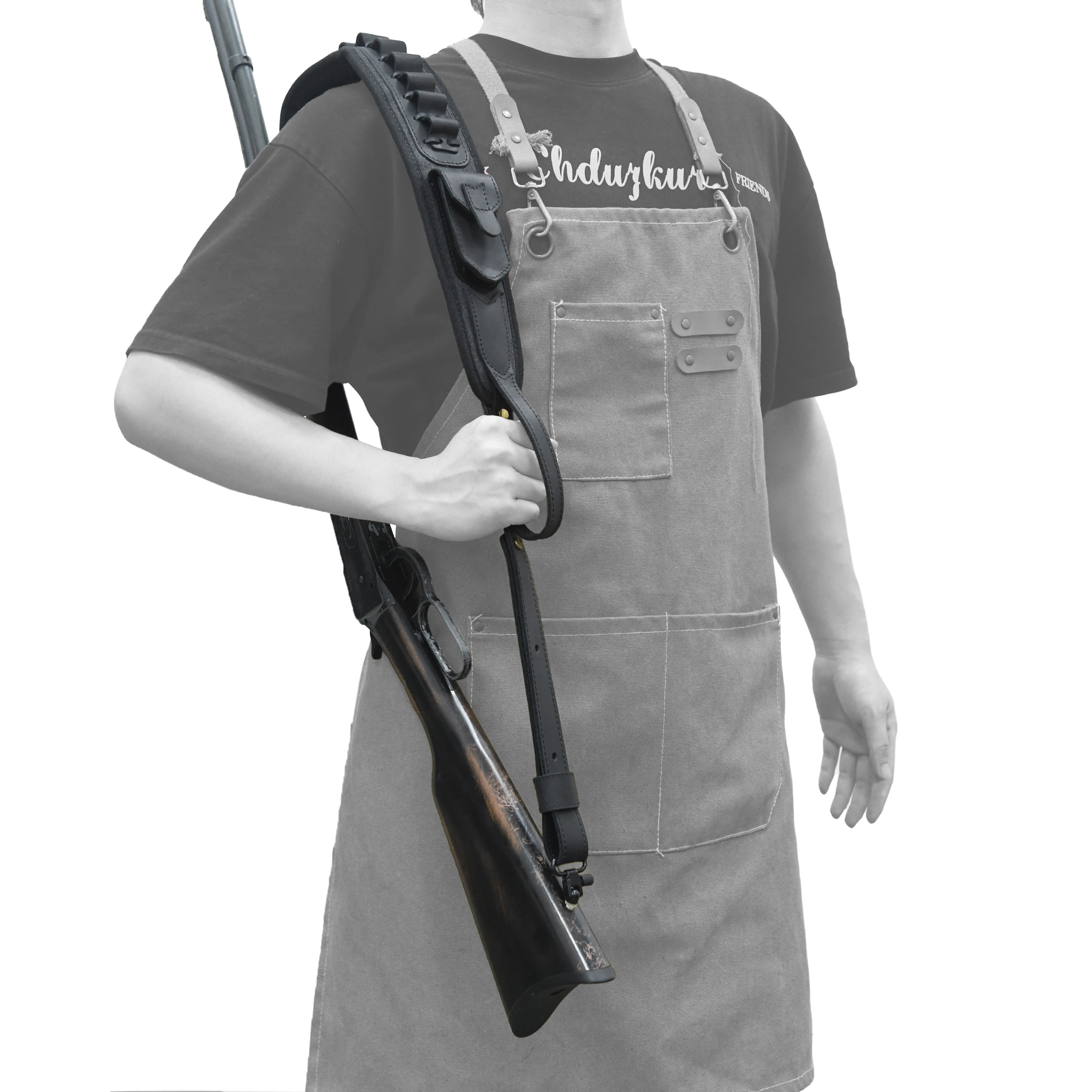 Canvas Leather Rifle Shell Holder Sling for .30-30 .30-06 .45-70 12GA