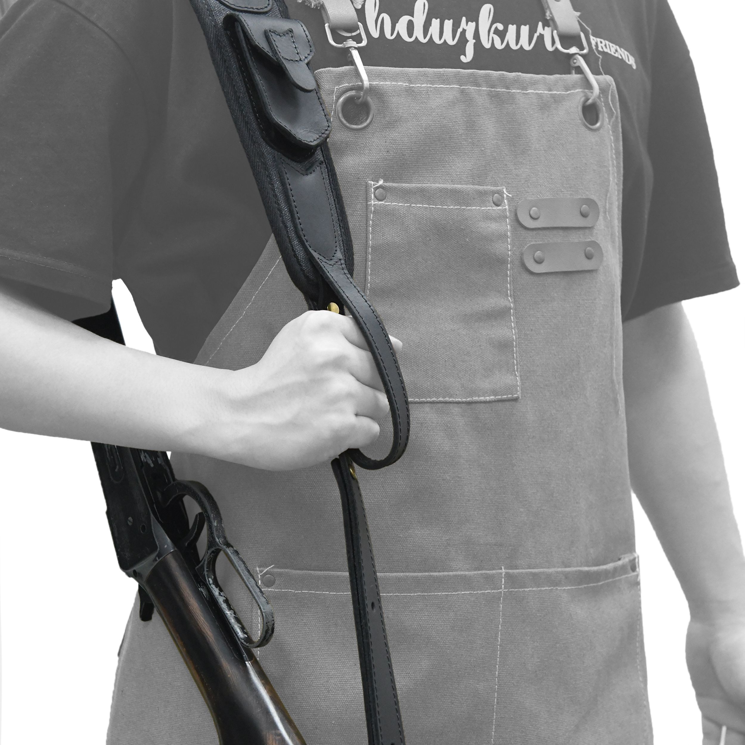 Canvas Leather Rifle Shell Holder Sling for .30-30 .30-06 .45-70 12GA