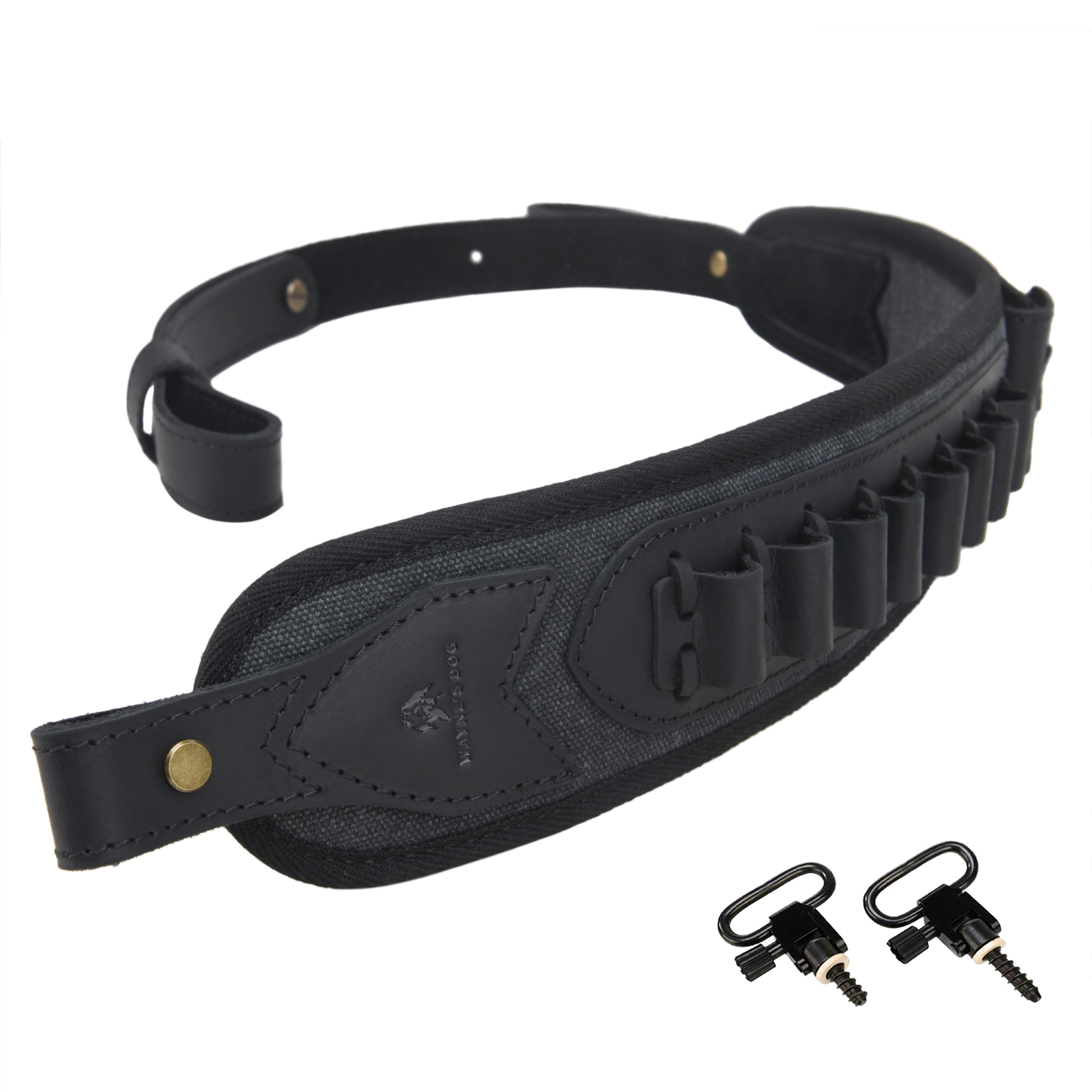 Canvas Leather Rifle Shell Holder Sling for .30-30 .30-06 .45-70 12GA