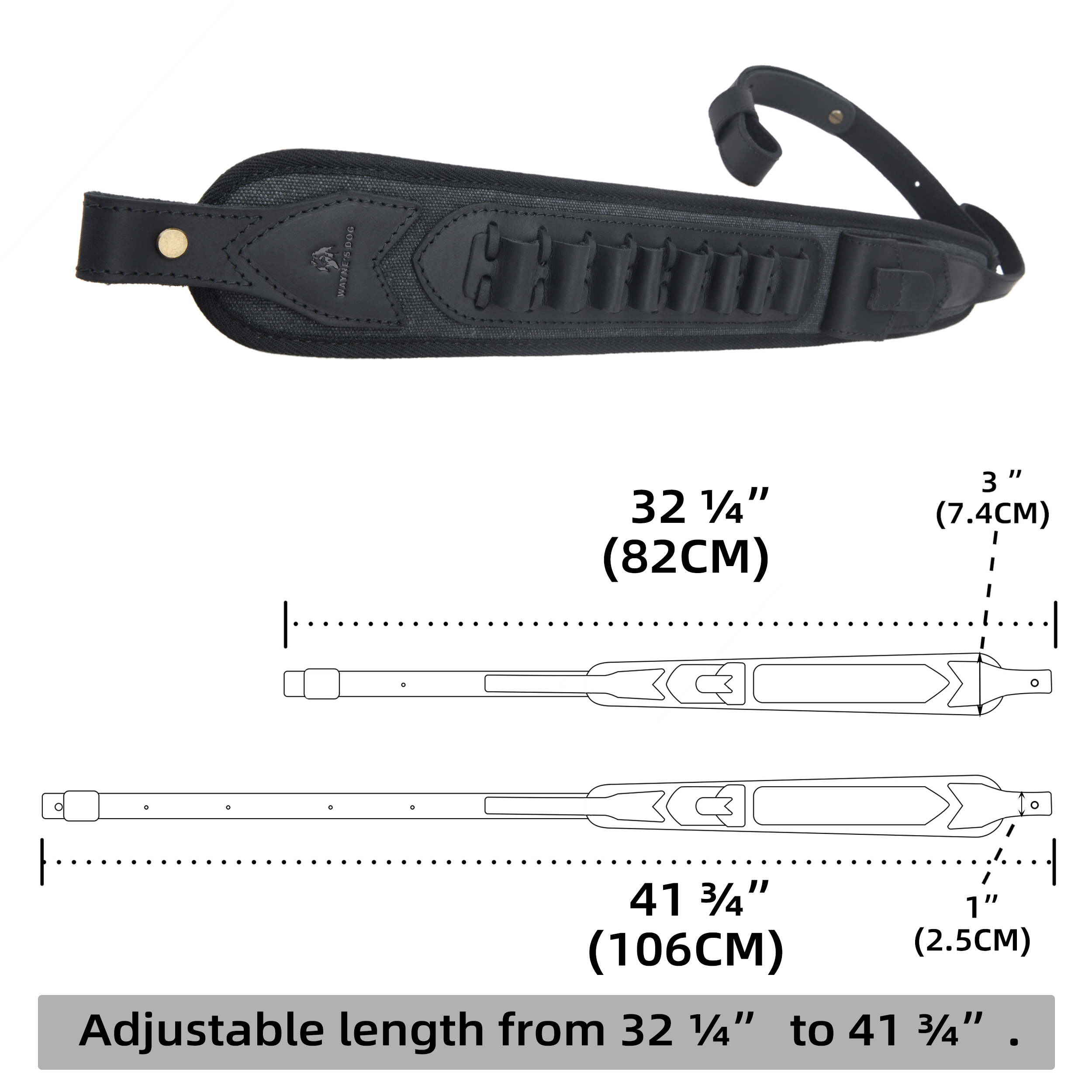 Canvas Leather Rifle Shell Holder Sling for .30-30 .30-06 .45-70 12GA