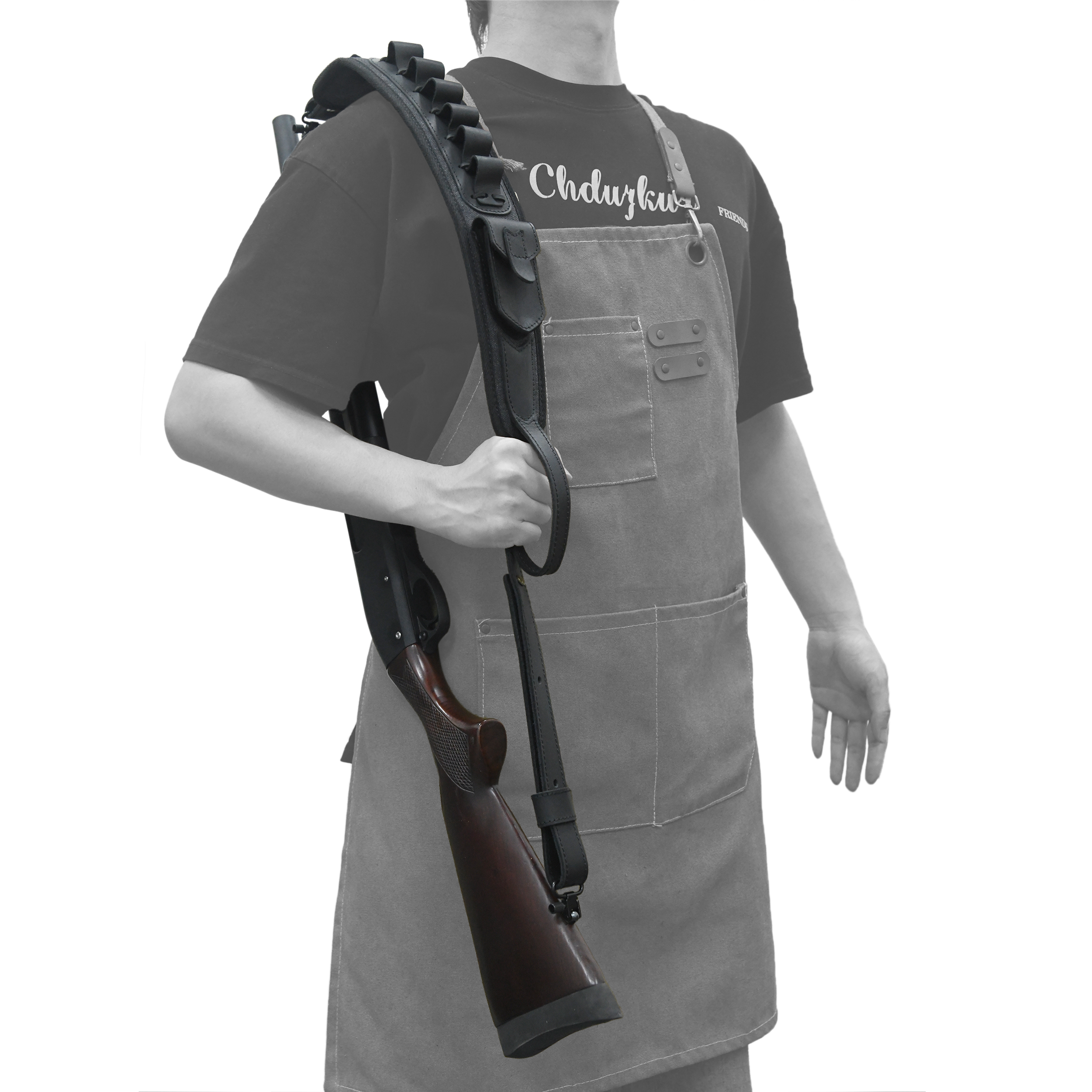 Canvas Leather Rifle Shell Holder Sling for .30-30 .30-06 .45-70 12GA