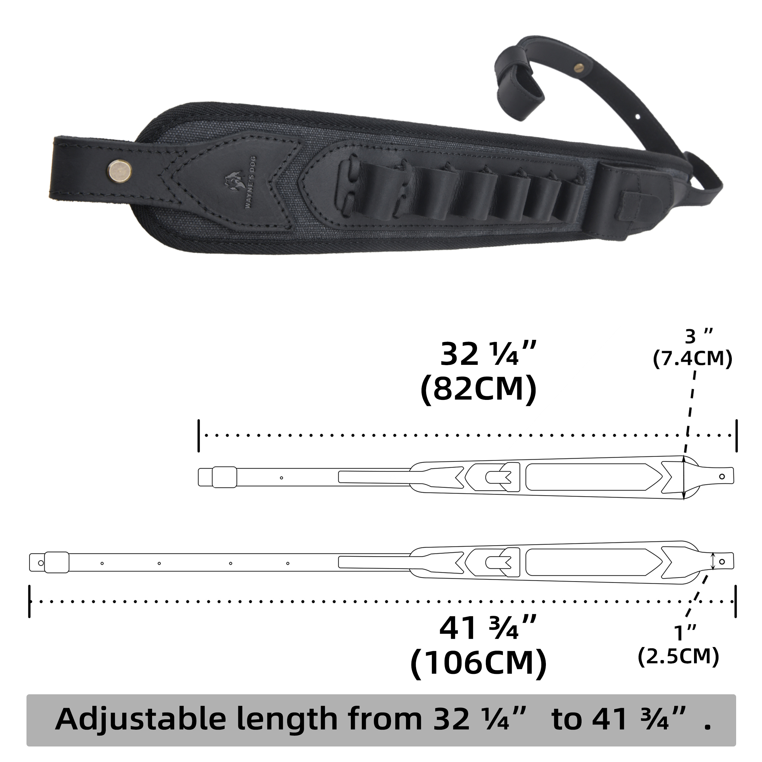 Canvas Leather Rifle Shell Holder Sling for .30-30 .30-06 .45-70 12GA