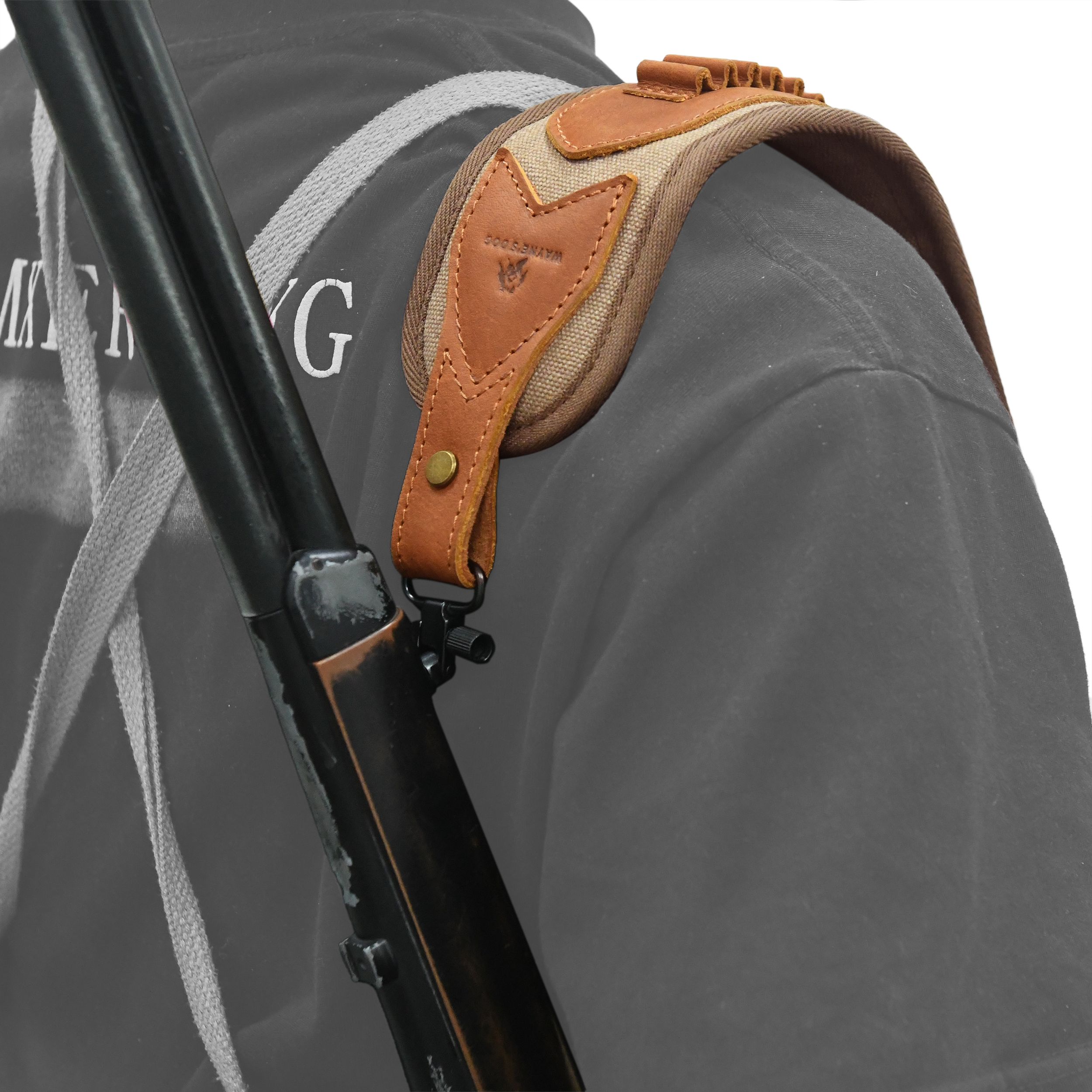 Canvas Leather Rifle Shell Holder Sling for .30-30 .30-06 .45-70 12GA