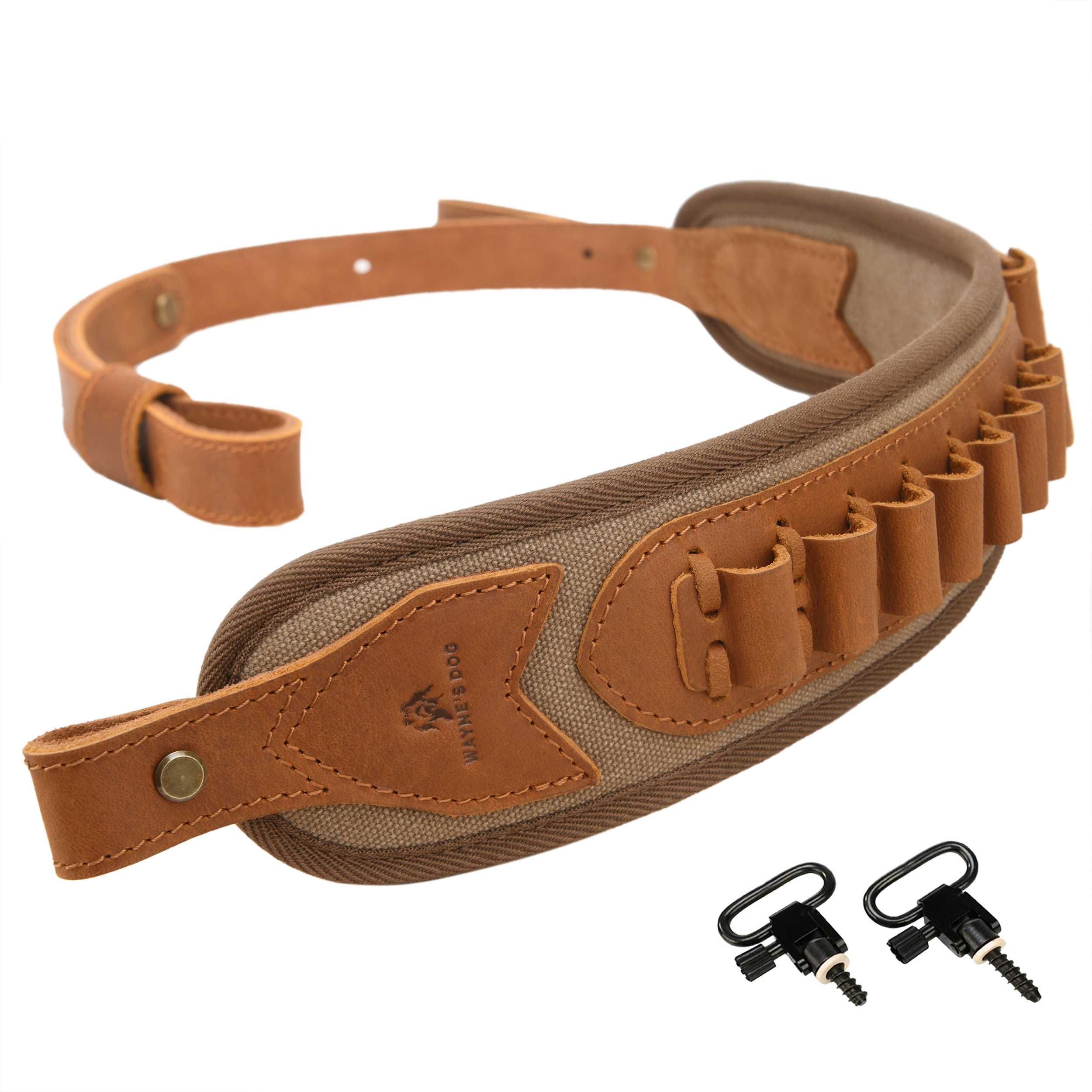 Canvas Leather Rifle Shell Holder Sling for .30-30 .30-06 .45-70 12GA