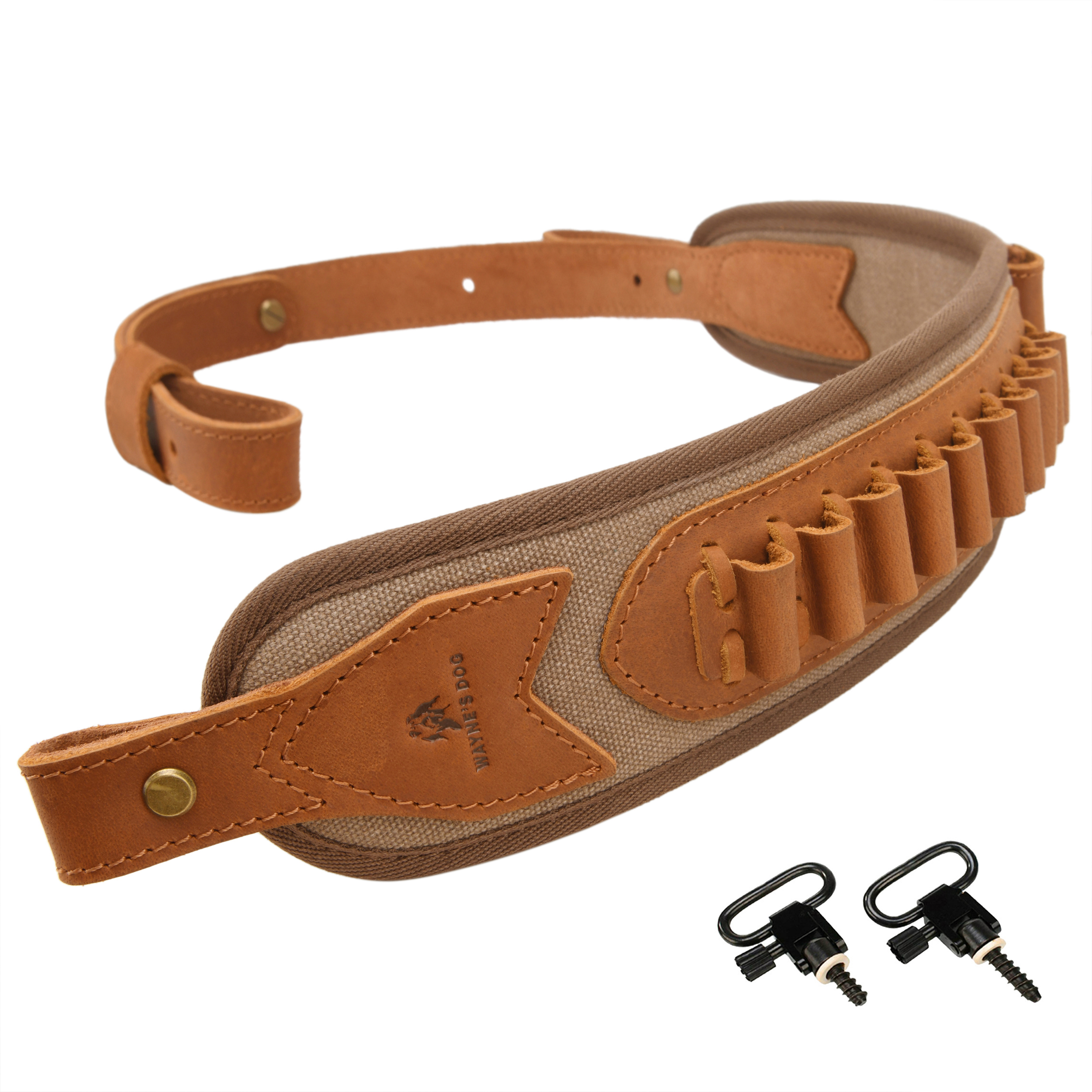 Canvas Leather Rifle Shell Holder Sling for .30-30 .30-06 .45-70 12GA