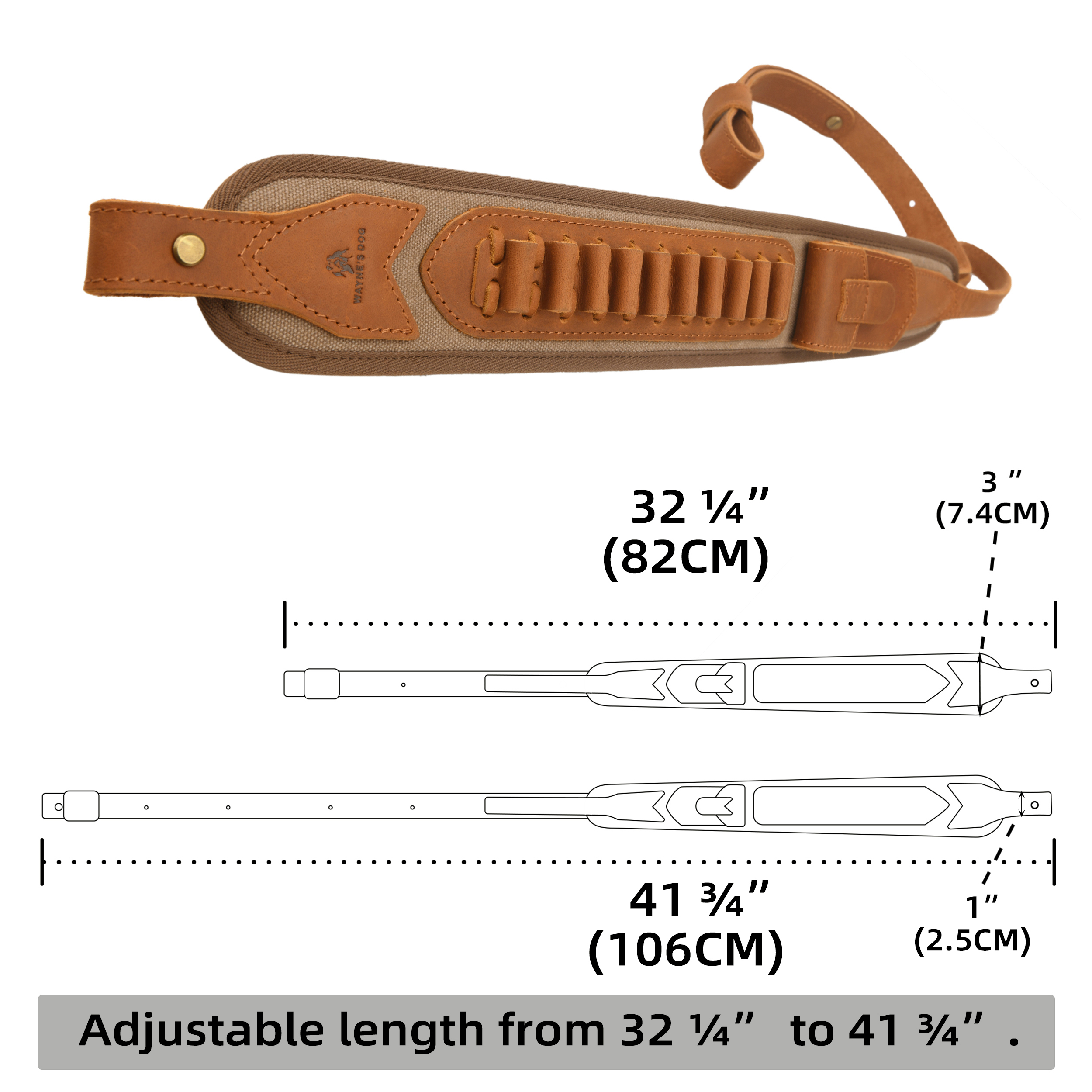 Canvas Leather Rifle Shell Holder Sling for .30-30 .30-06 .45-70 12GA