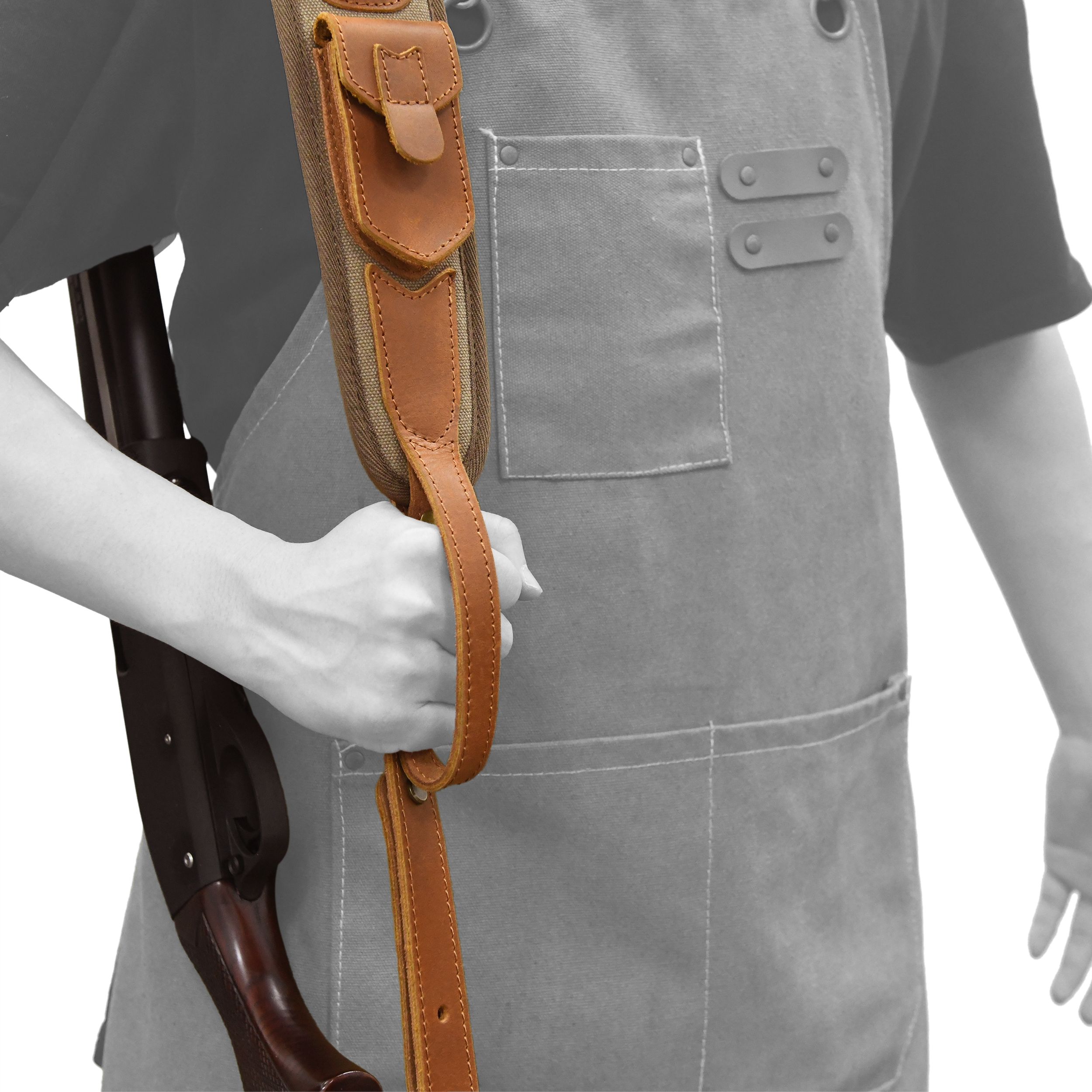 Canvas Leather Rifle Shell Holder Sling for .30-30 .30-06 .45-70 12GA