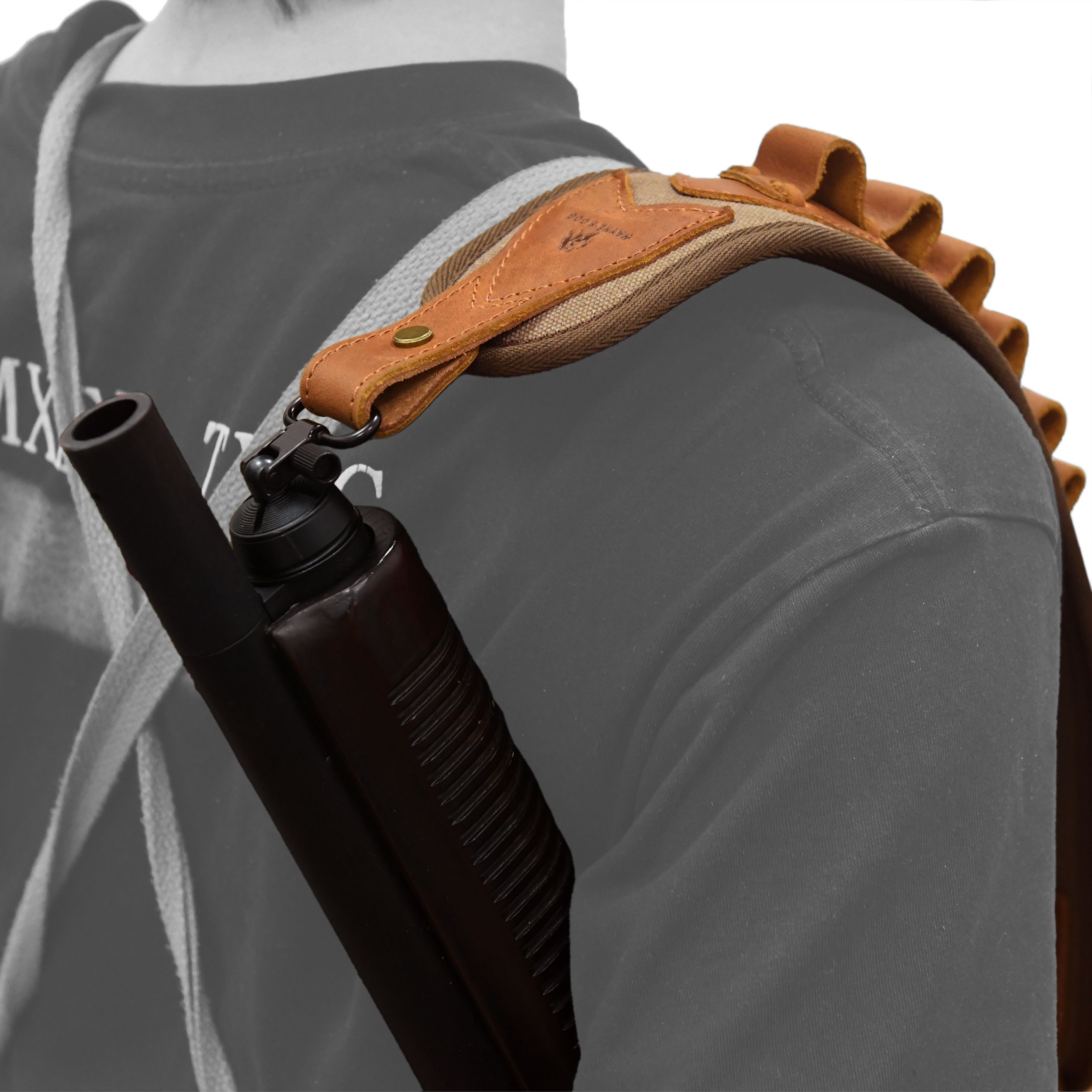 Canvas Leather Rifle Shell Holder Sling for .30-30 .30-06 .45-70 12GA