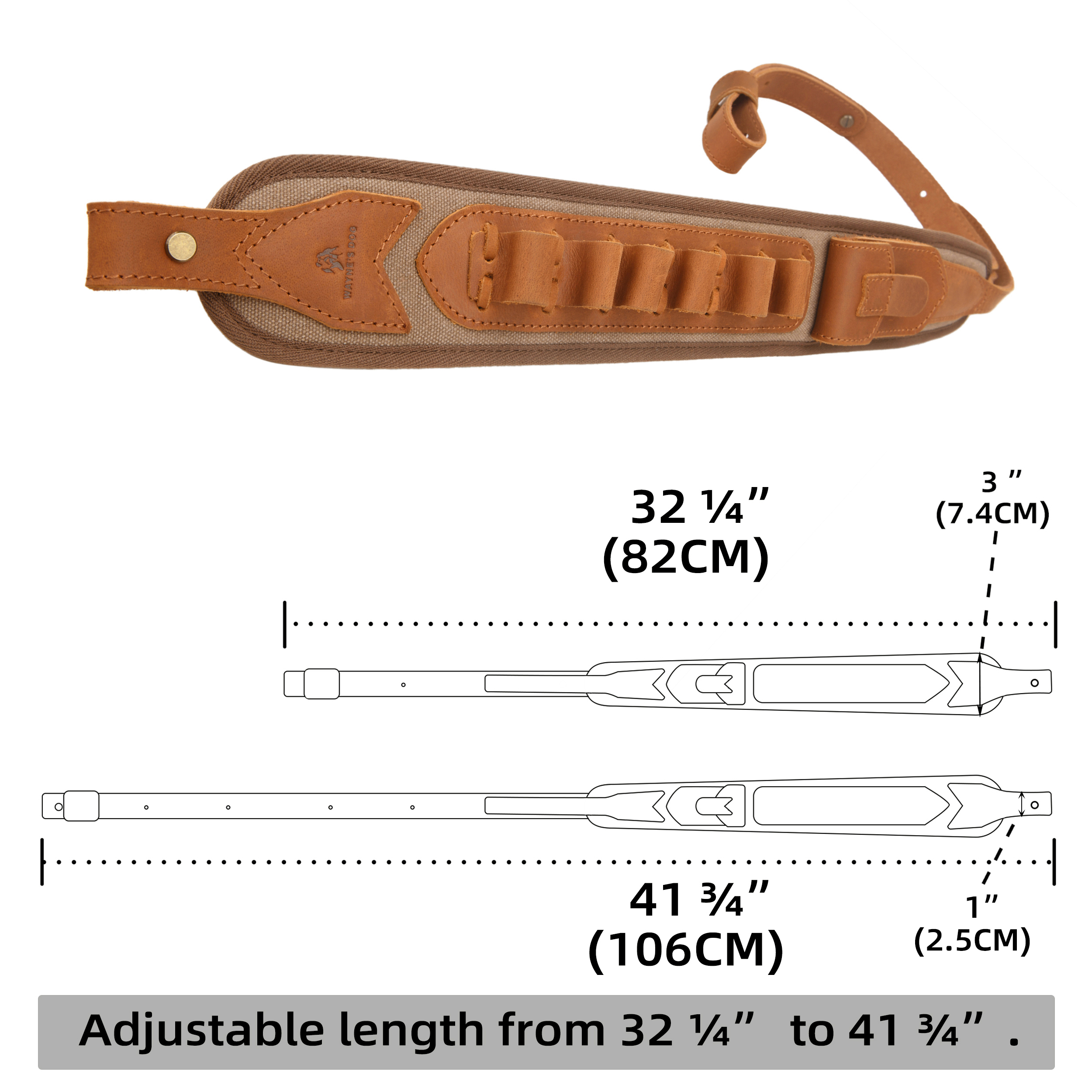 Canvas Leather Rifle Shell Holder Sling for .30-30 .30-06 .45-70 12GA