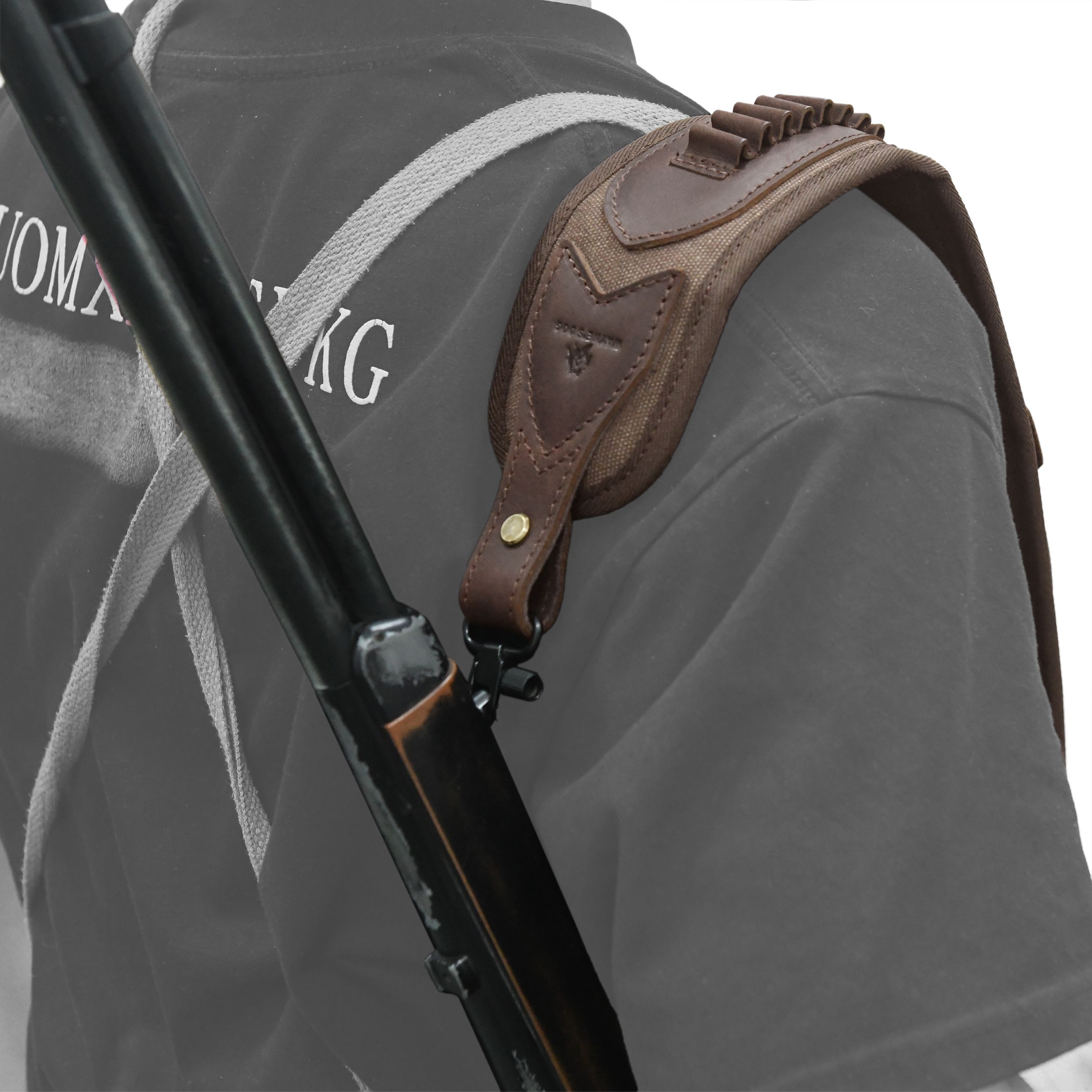 Canvas Leather Rifle Shell Holder Sling for .30-30 .30-06 .45-70 12GA