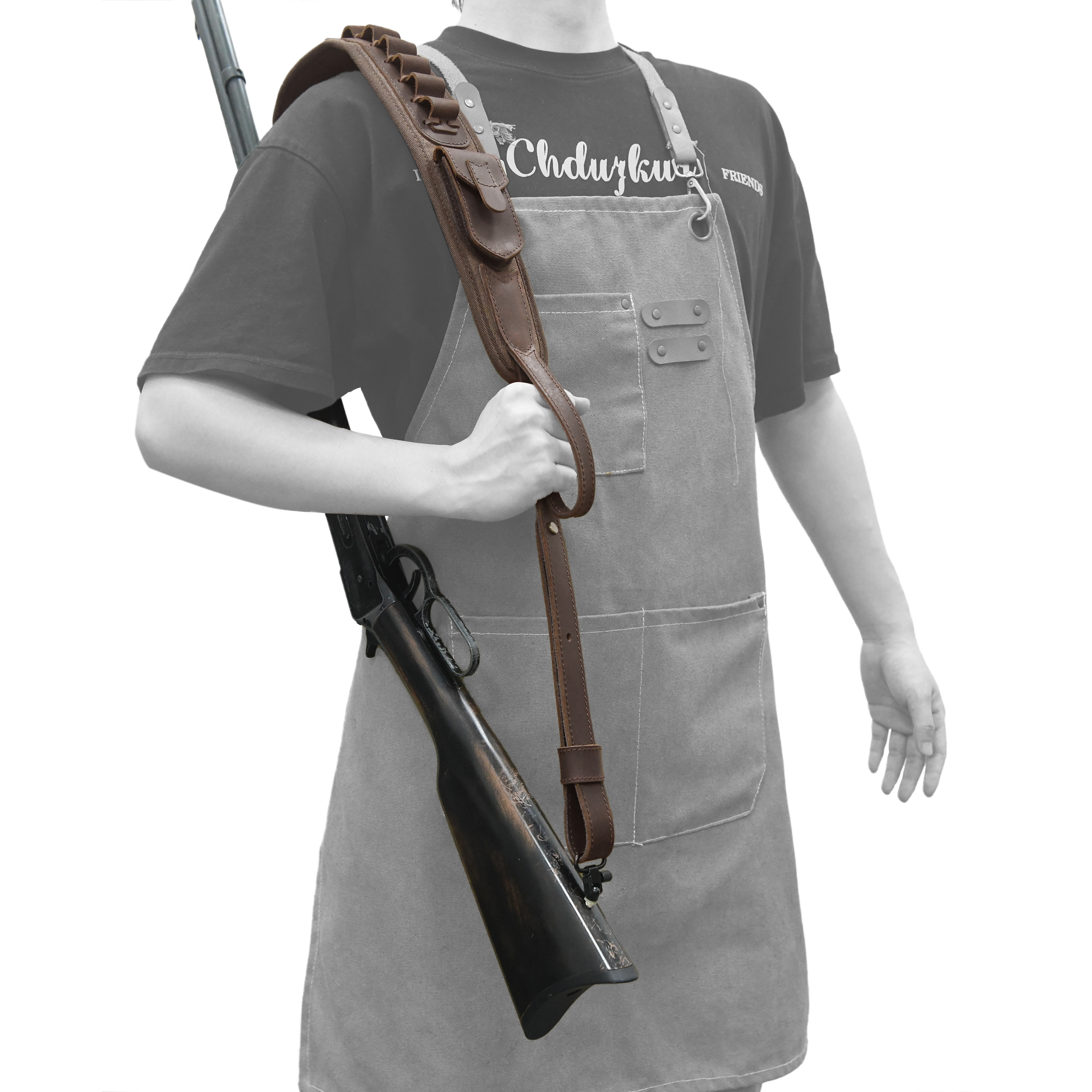 Canvas Leather Rifle Shell Holder Sling for .30-30 .30-06 .45-70 12GA