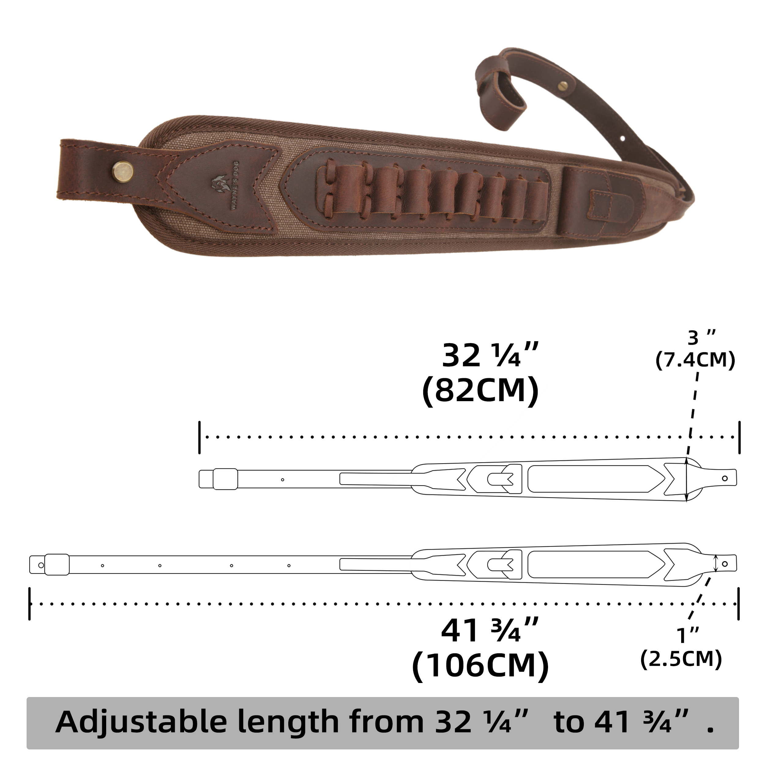 Canvas Leather Rifle Shell Holder Sling for .30-30 .30-06 .45-70 12GA