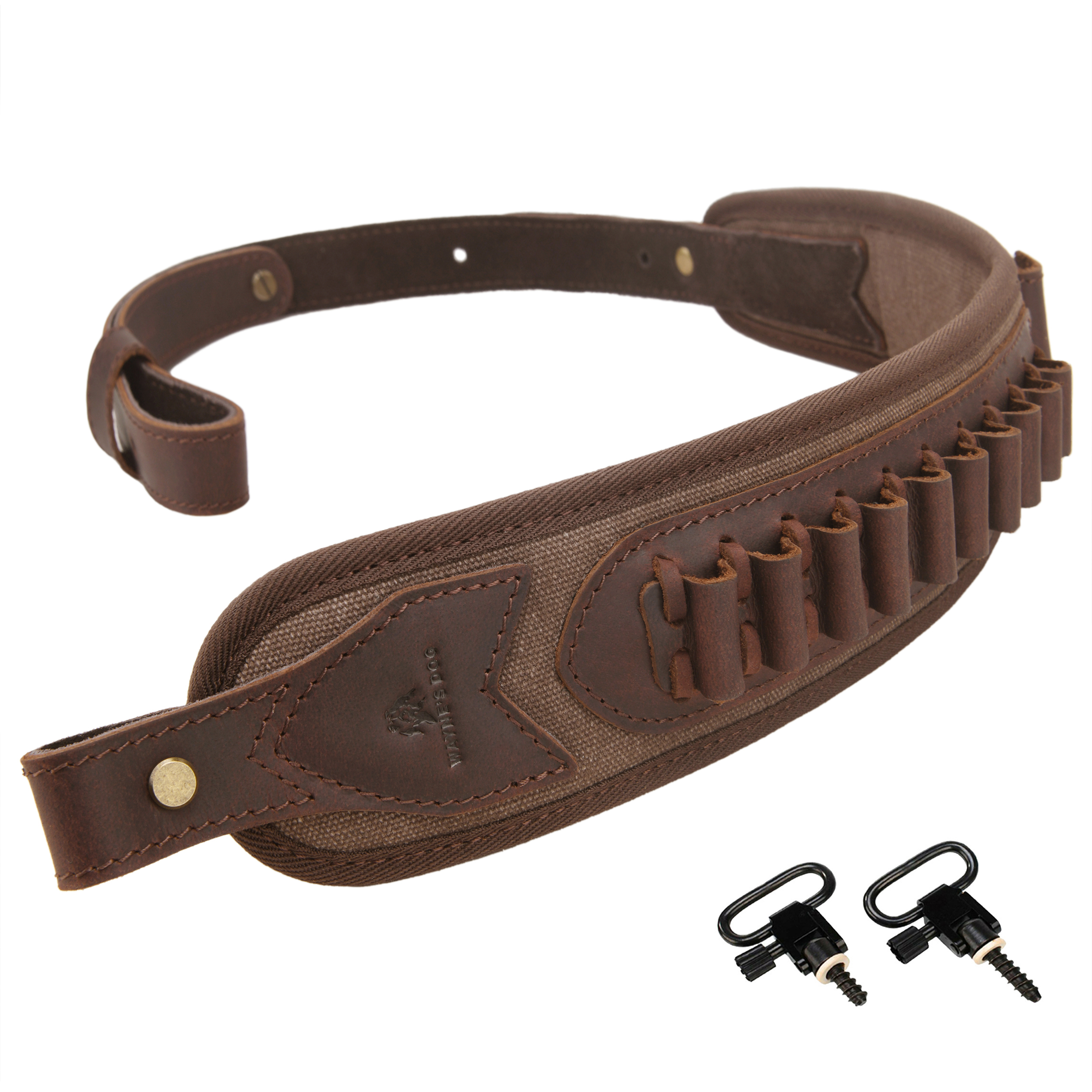 Canvas Leather Rifle Shell Holder Sling for .30-30 .30-06 .45-70 12GA