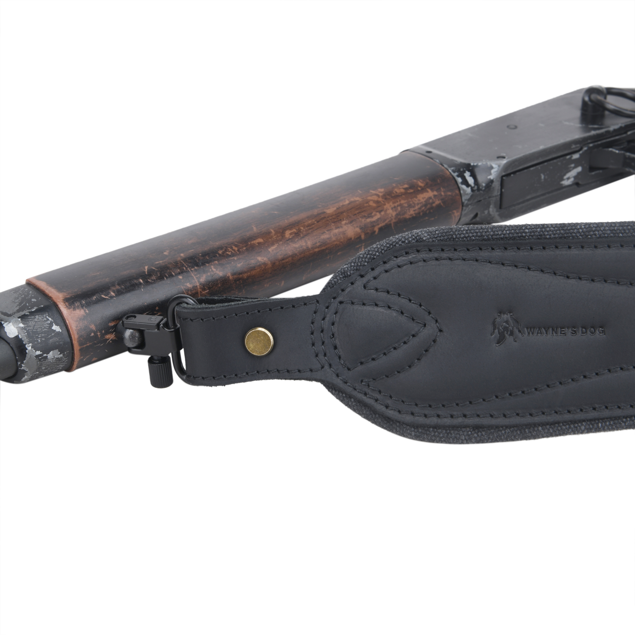 Vintage Leather Gun Carry Slings, Padded Canvas Shoulder Straps