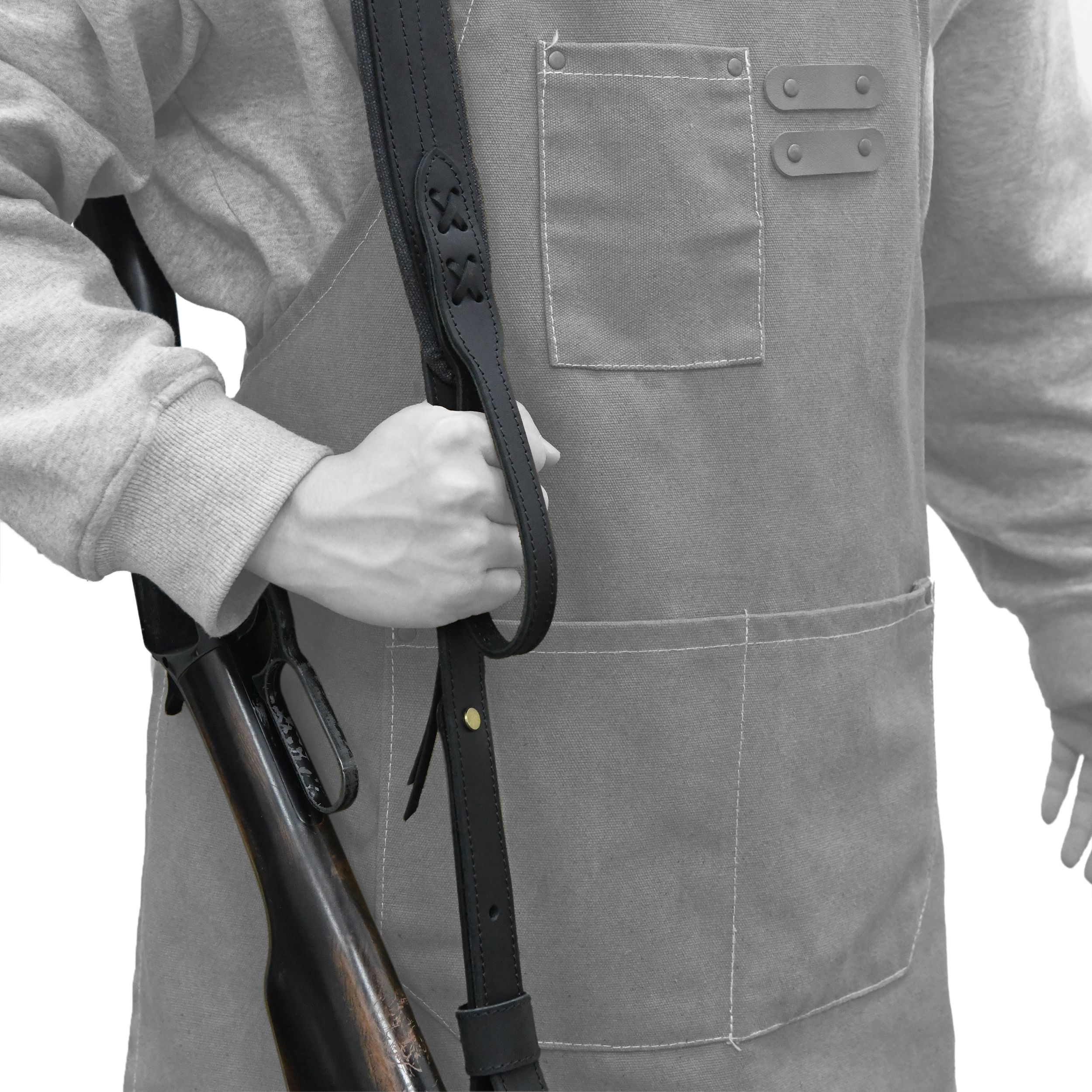 Vintage Leather Gun Carry Slings, Padded Canvas Shoulder Straps