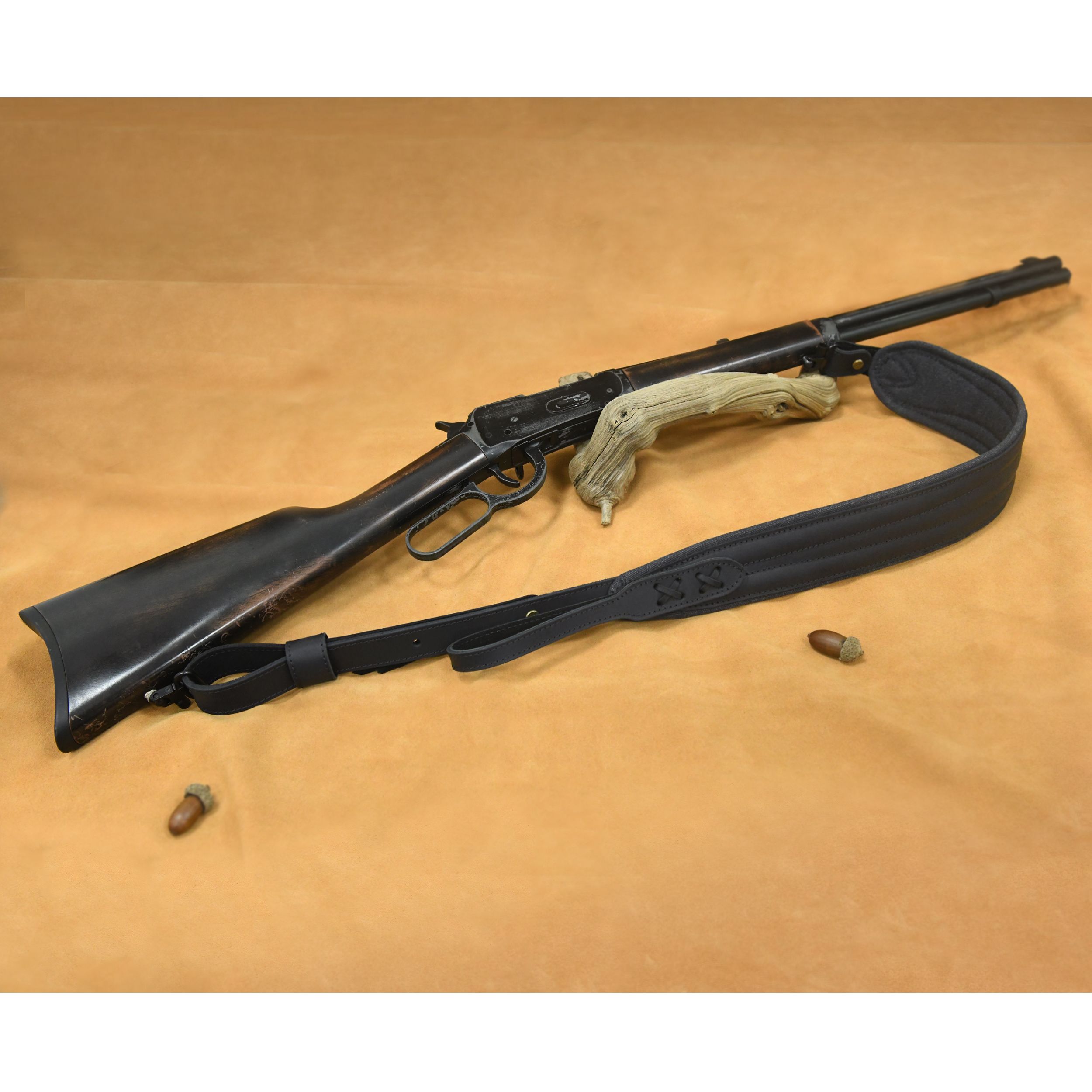 Vintage Leather Gun Carry Slings, Padded Canvas Shoulder Straps