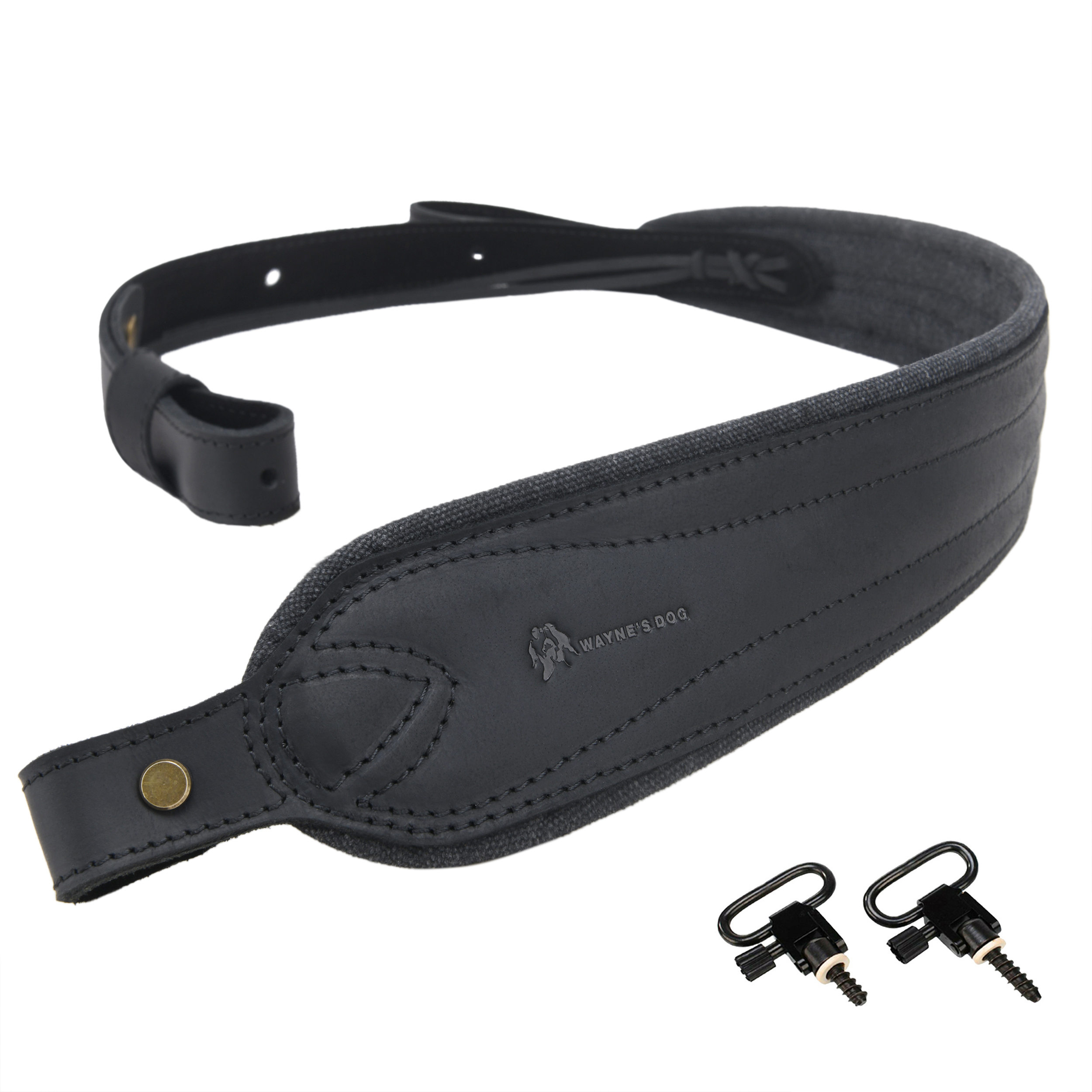 Vintage Leather Gun Carry Slings, Padded Canvas Shoulder Straps