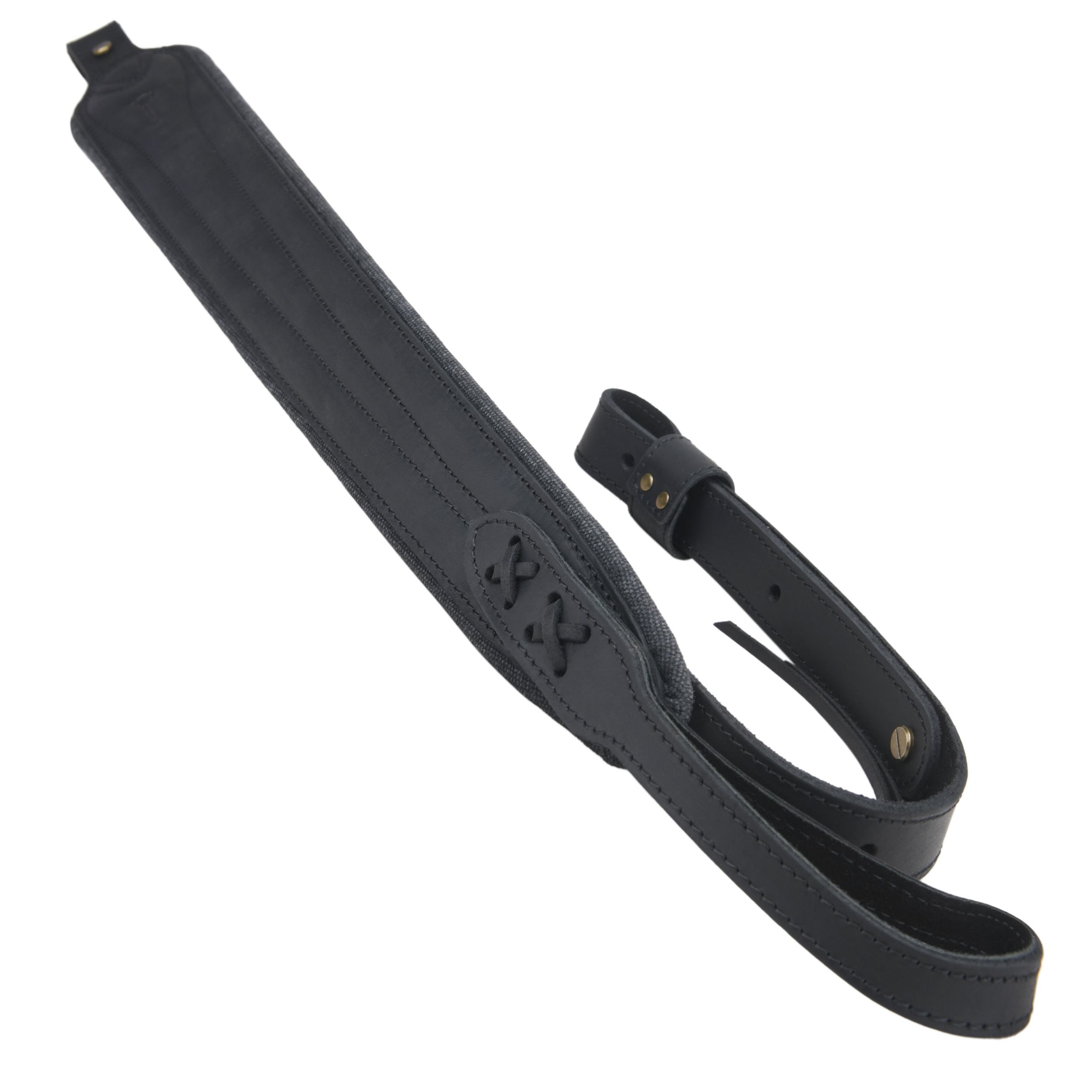 Vintage Leather Gun Carry Slings, Padded Canvas Shoulder Straps