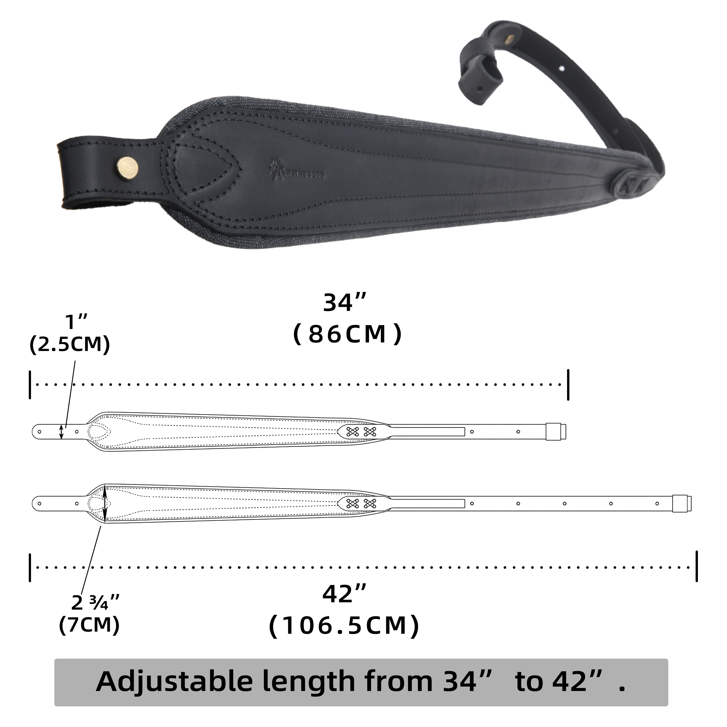 No Drill Leather Canvas Gun Recoil Pad Buttstock , Gun Barrel Mount with Shoulder Sling