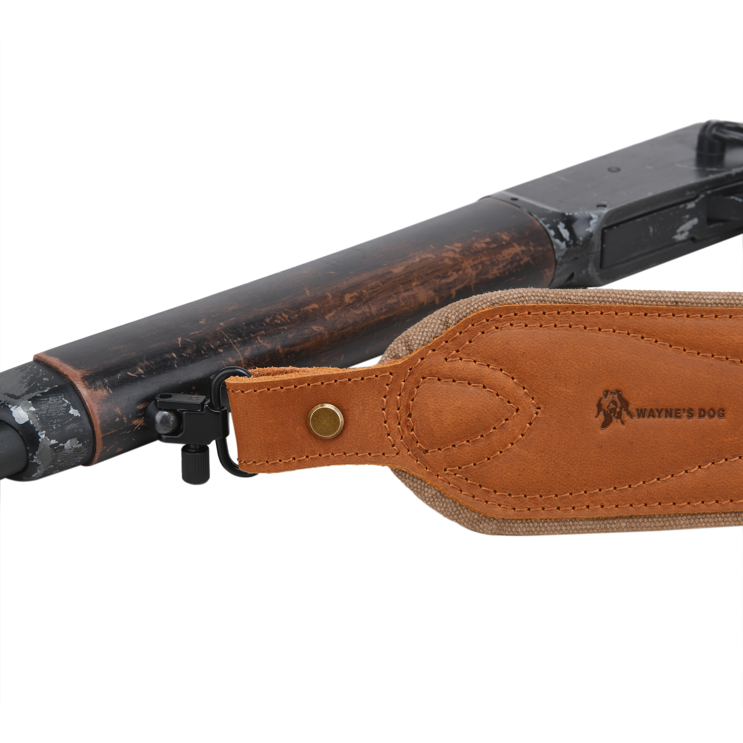 Vintage Leather Gun Carry Slings, Padded Canvas Shoulder Straps