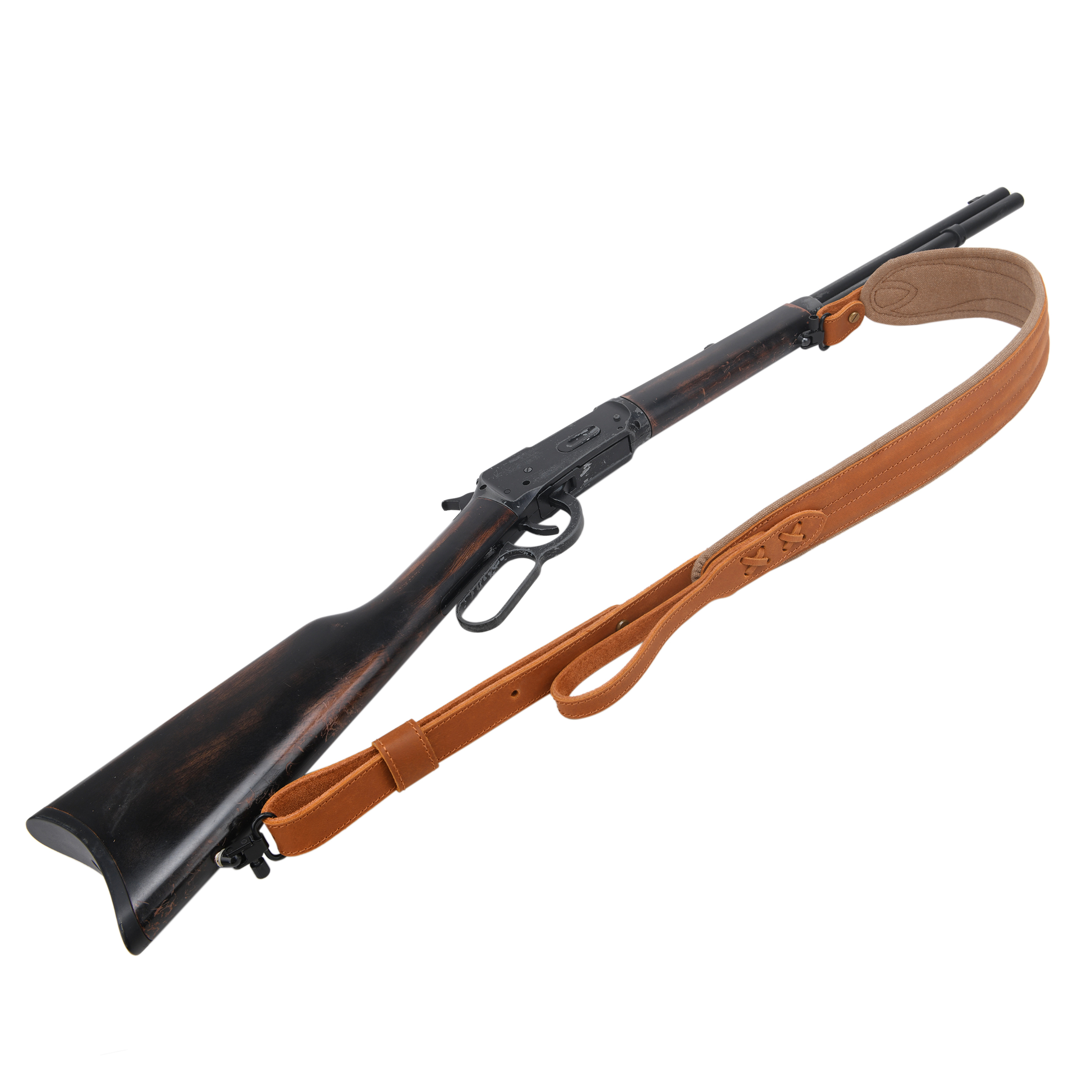 Vintage Leather Gun Carry Slings, Padded Canvas Shoulder Straps