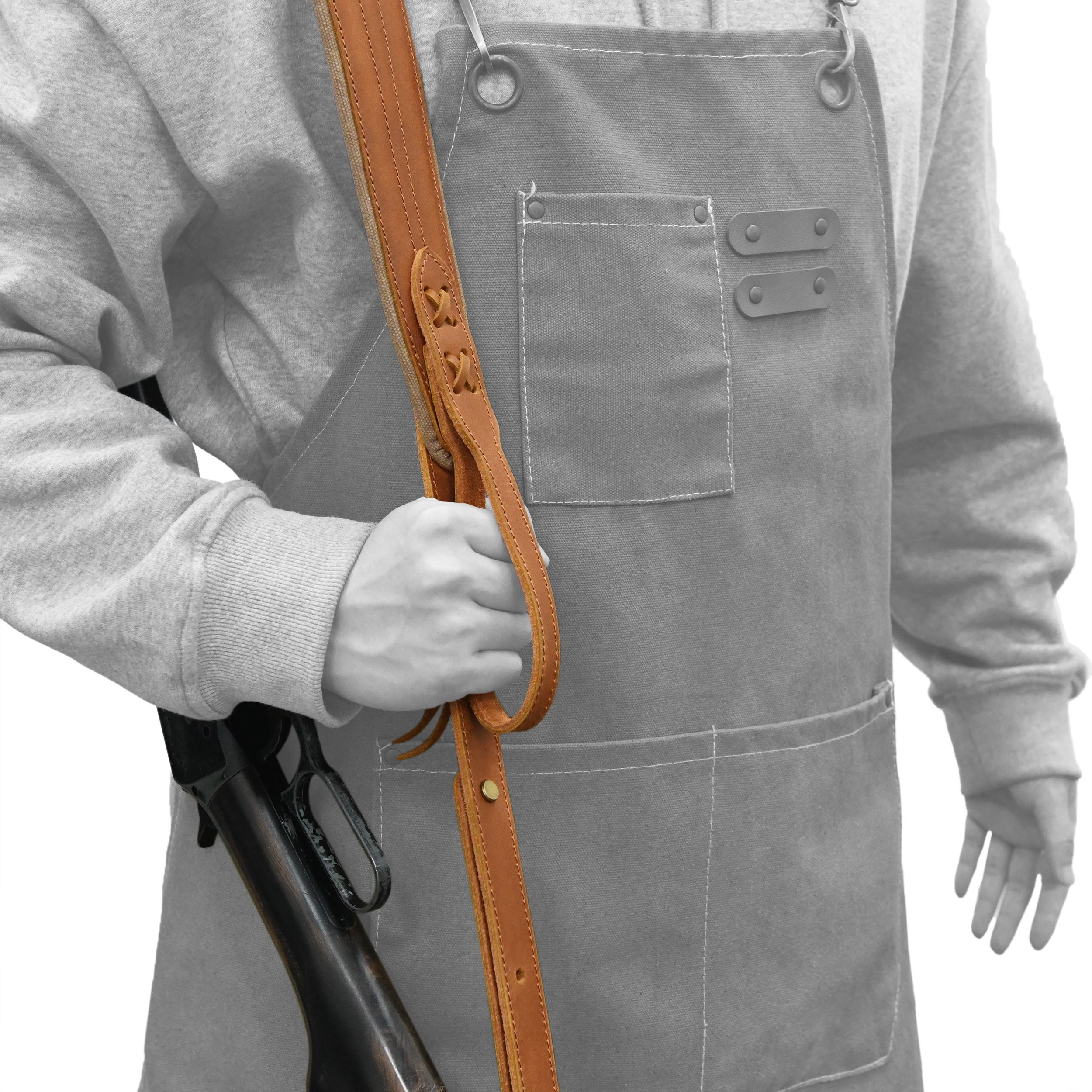 Vintage Leather Gun Carry Slings, Padded Canvas Shoulder Straps