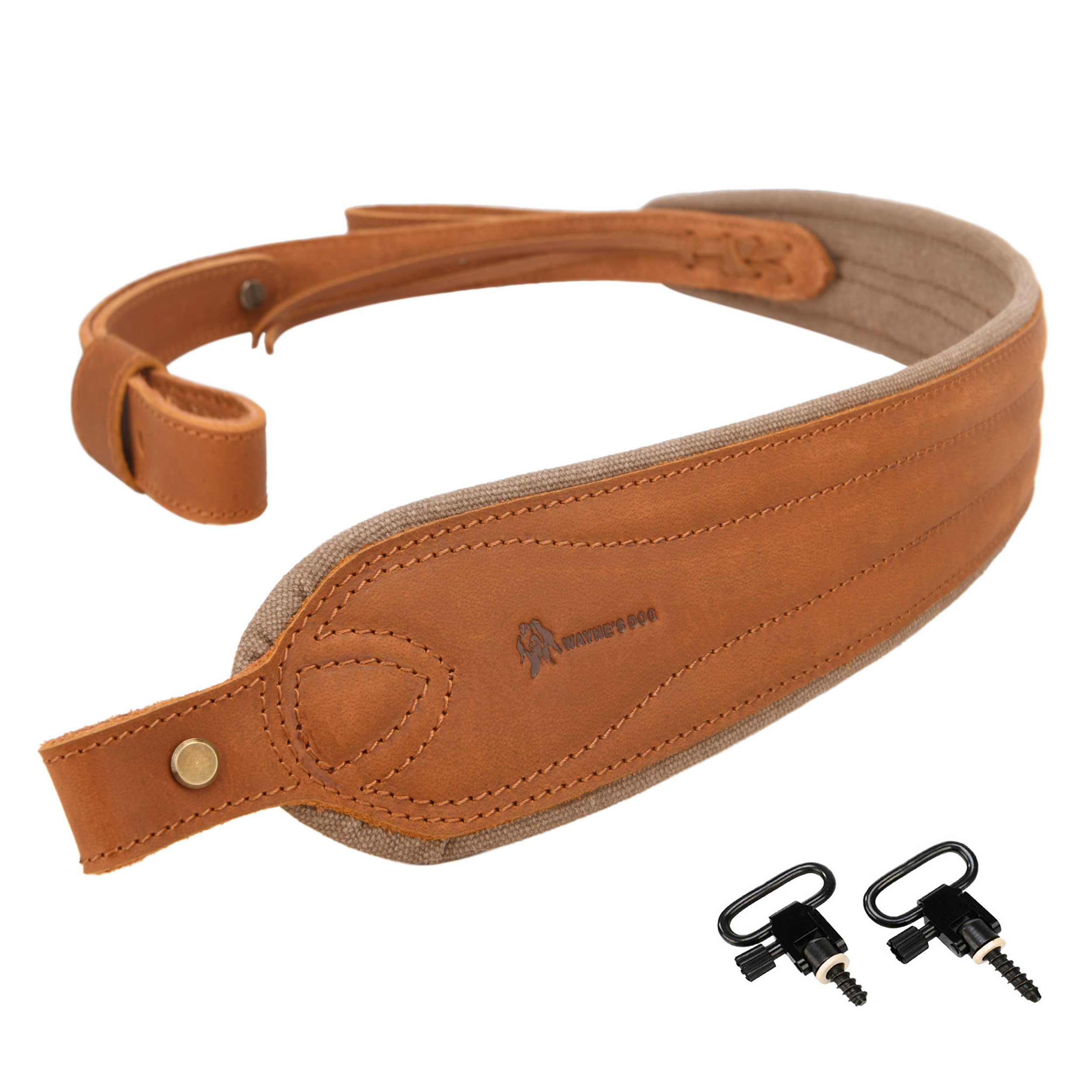 Vintage Leather Gun Carry Slings, Padded Canvas Shoulder Straps