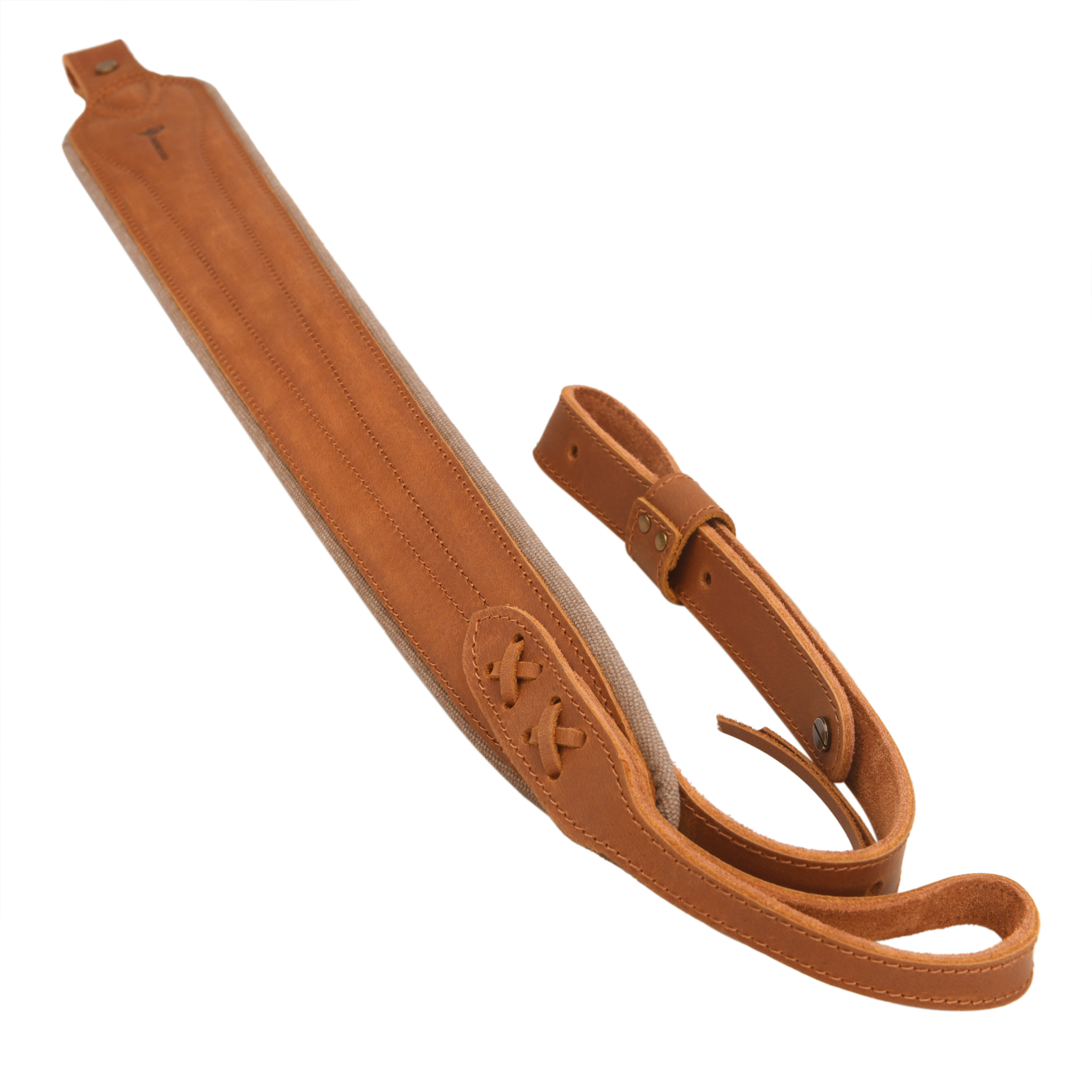 Vintage Leather Gun Carry Slings, Padded Canvas Shoulder Straps