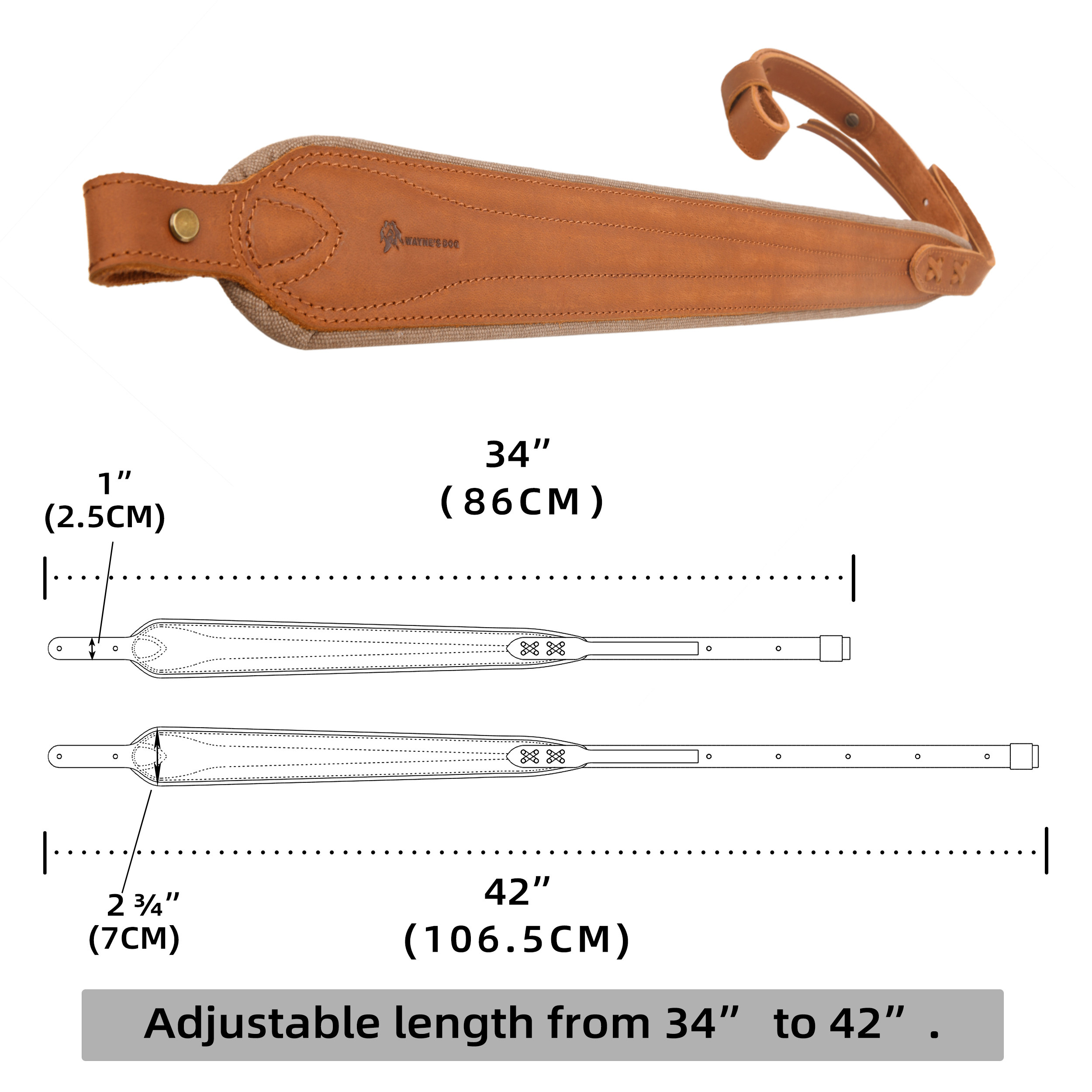 No Drill Leather Canvas Gun Recoil Pad Buttstock , Gun Barrel Mount with Shoulder Sling