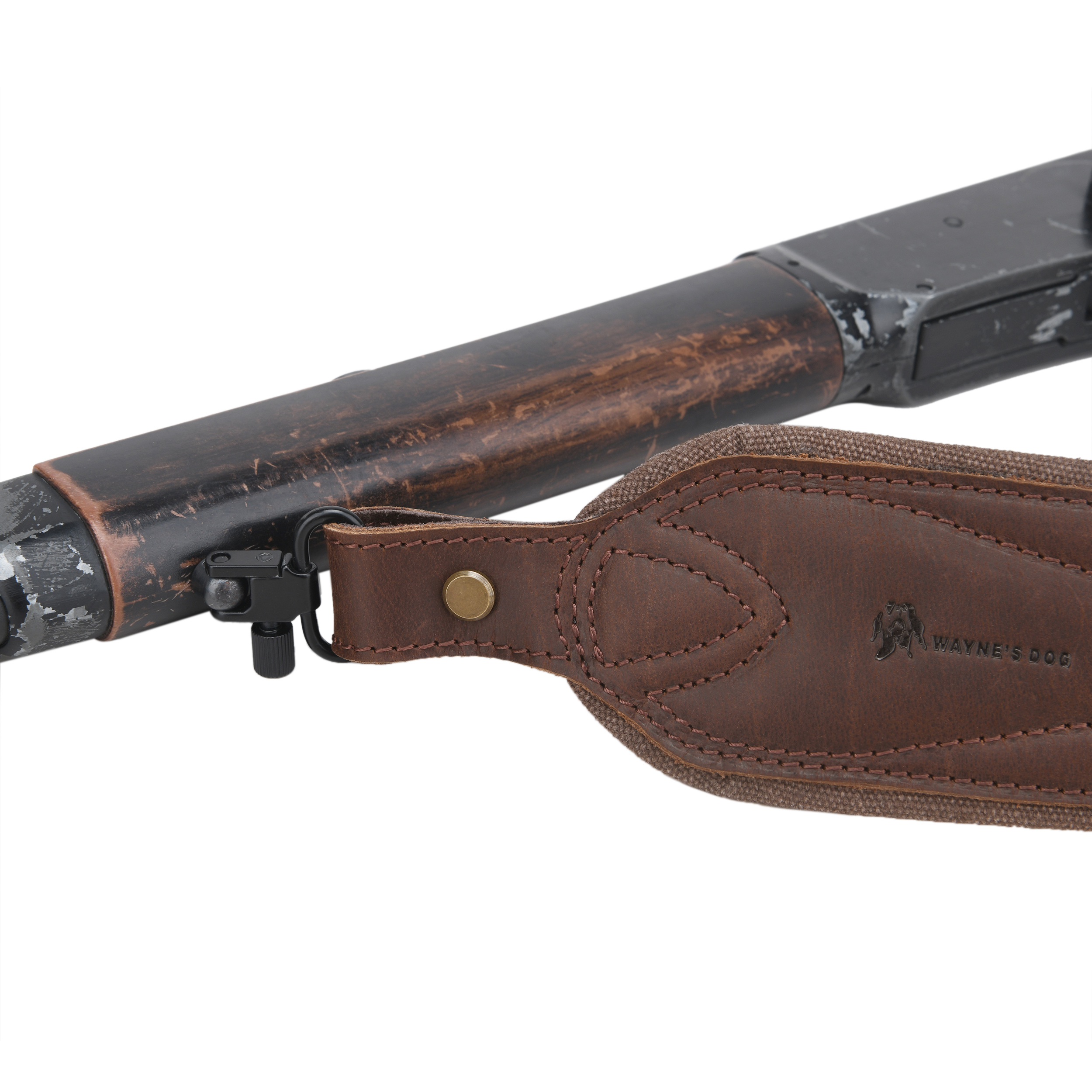 Vintage Leather Gun Carry Slings, Padded Canvas Shoulder Straps