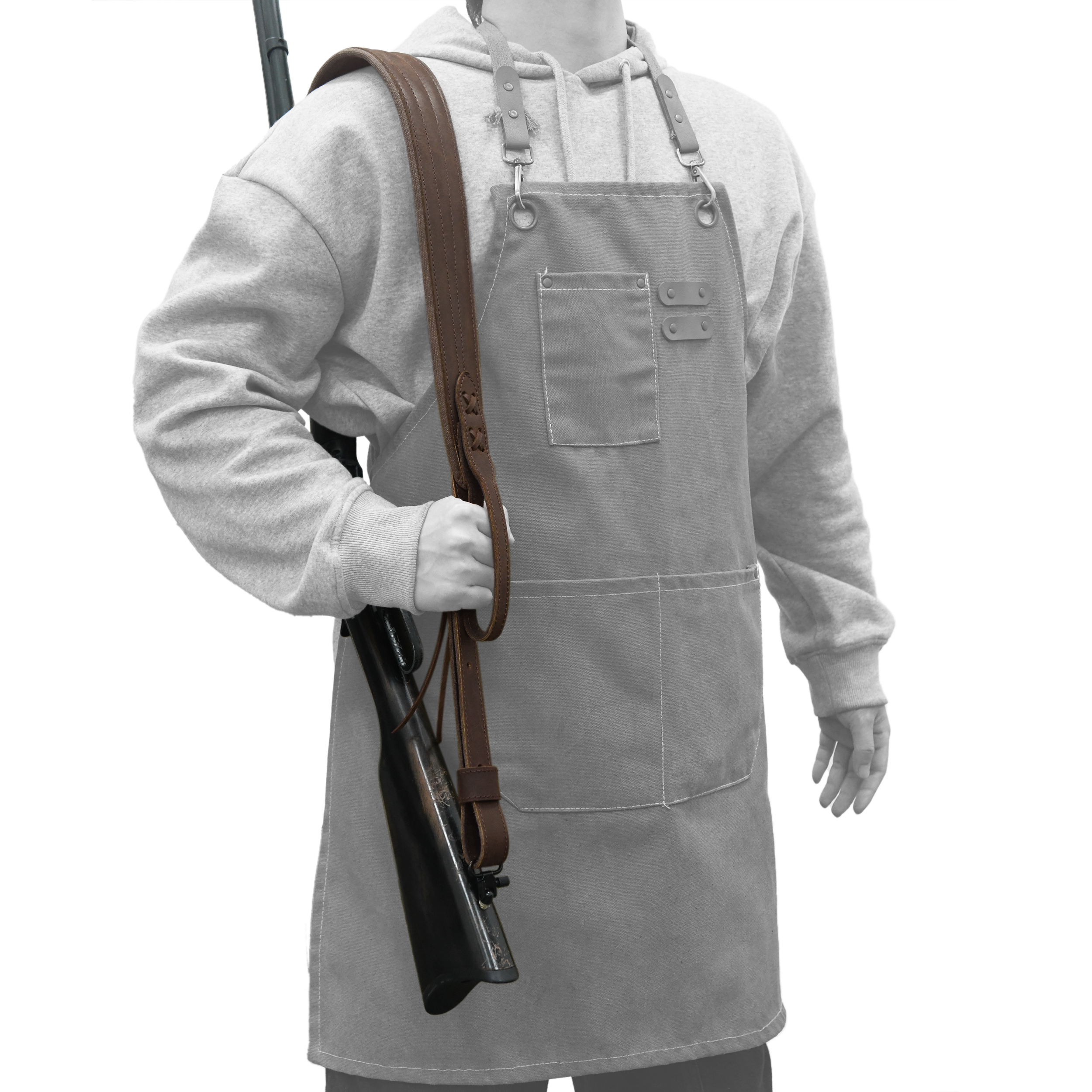 Vintage Leather Gun Carry Slings, Padded Canvas Shoulder Straps