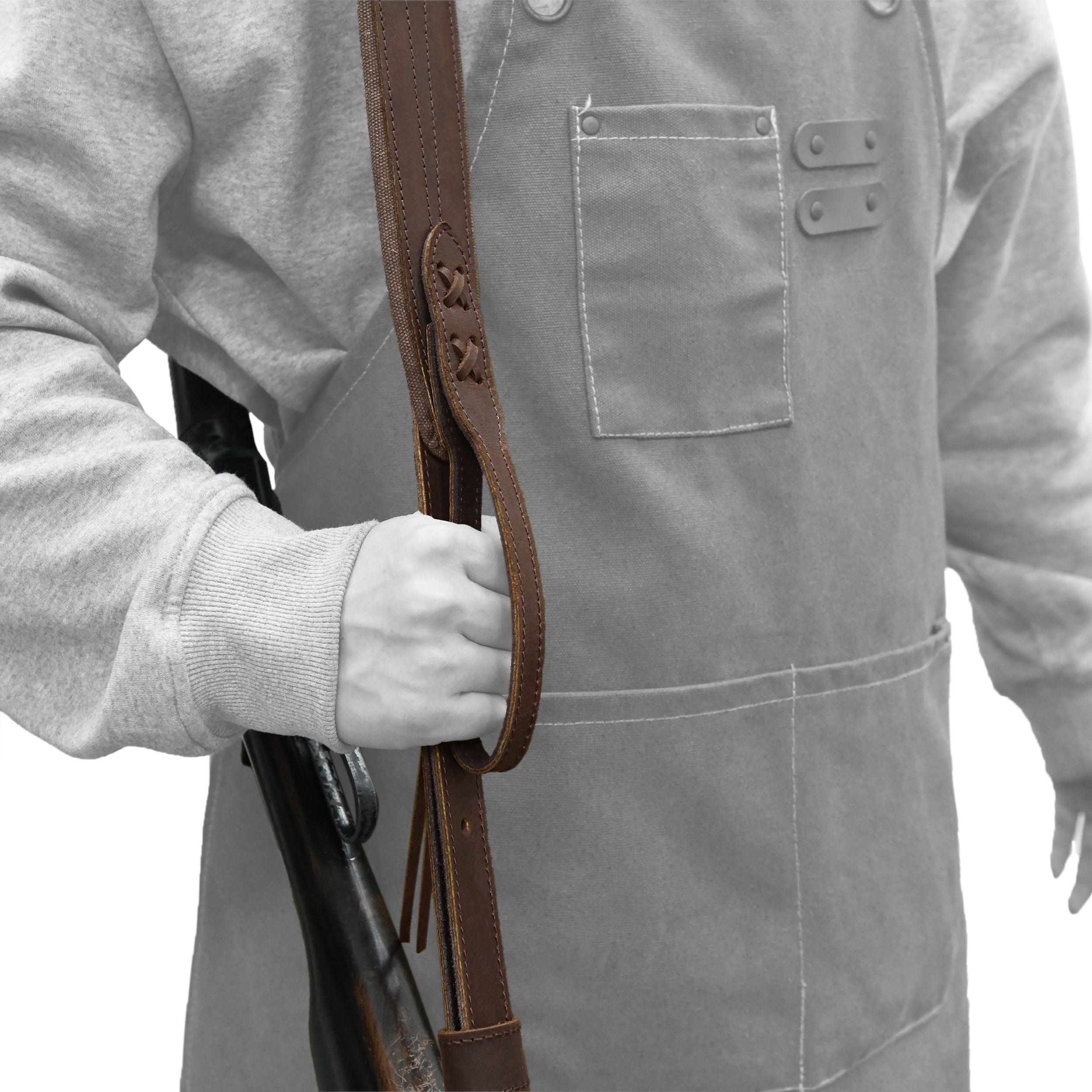 Vintage Leather Gun Carry Slings, Padded Canvas Shoulder Straps