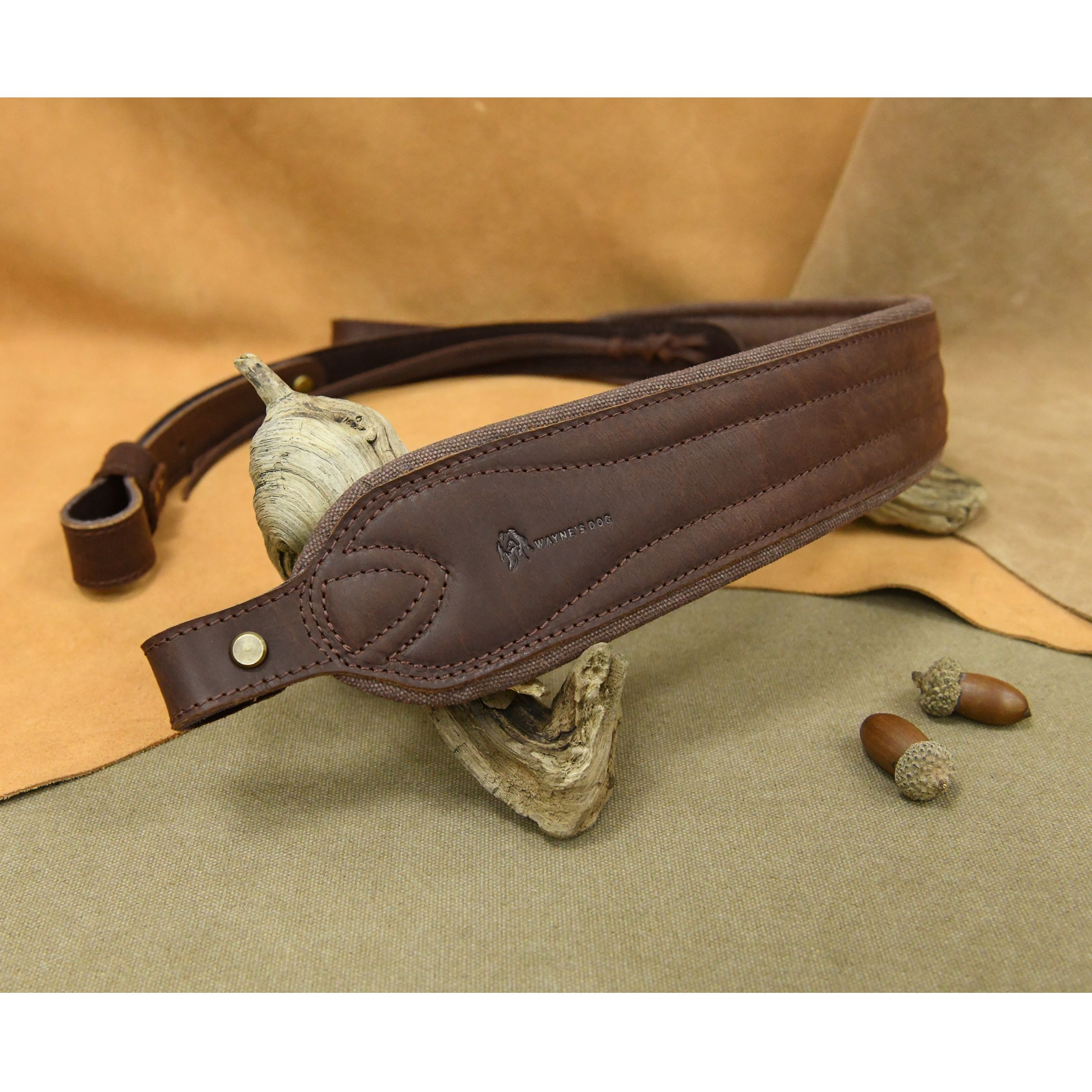 Vintage Leather Gun Carry Slings, Padded Canvas Shoulder Straps