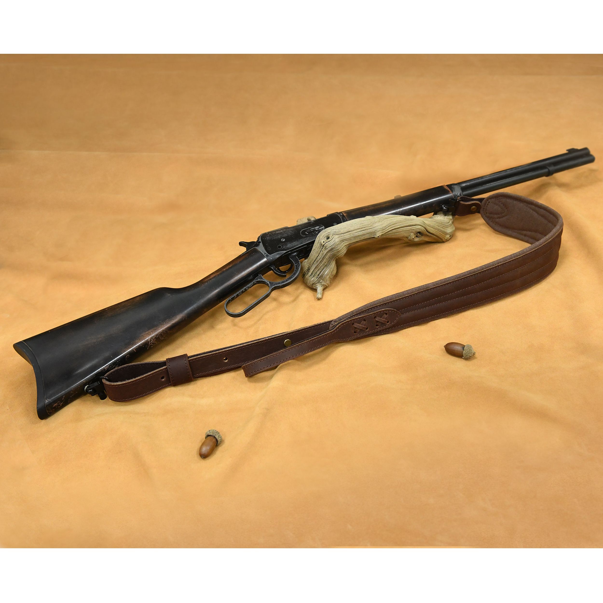 Vintage Leather Gun Carry Slings, Padded Canvas Shoulder Straps