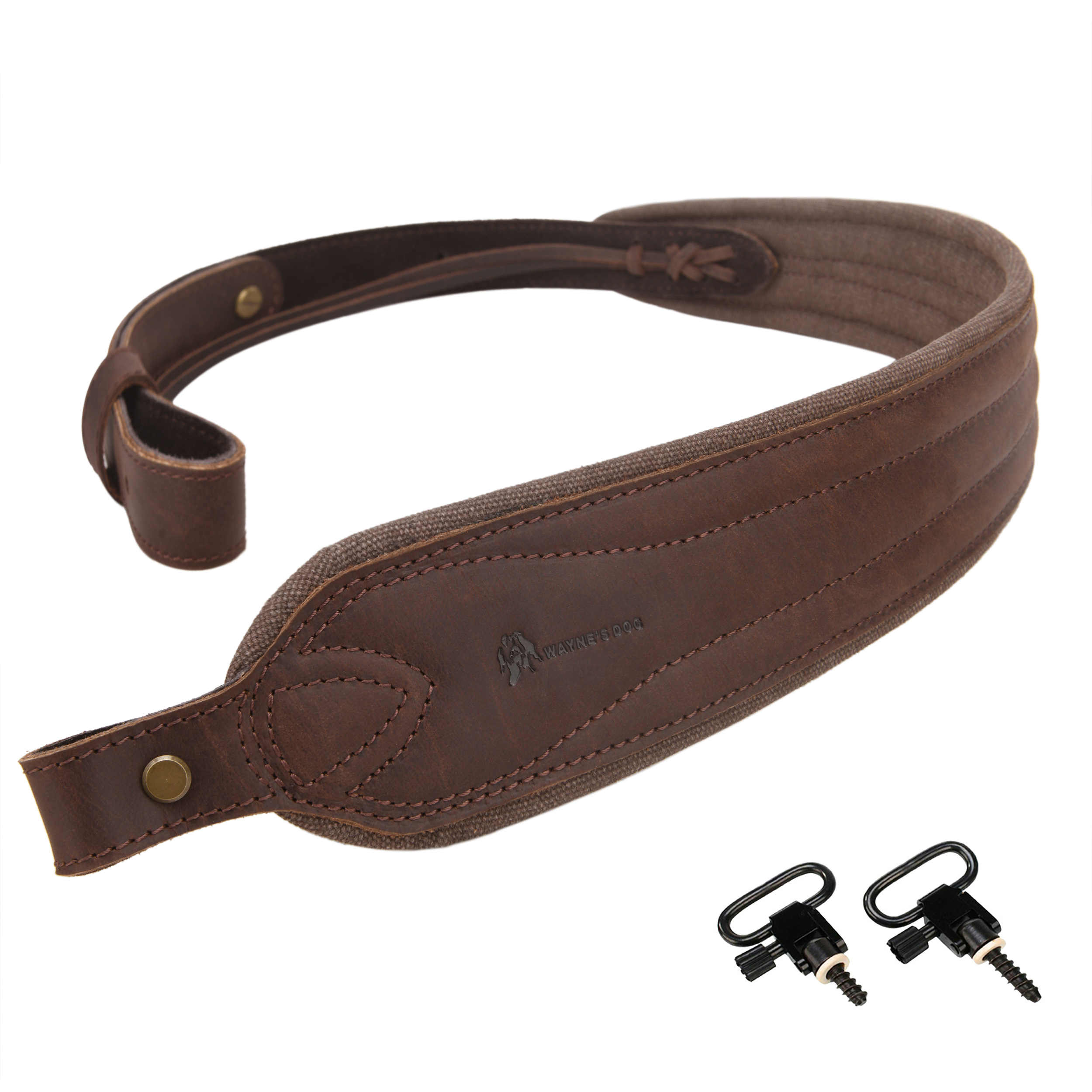 Vintage Leather Gun Carry Slings, Padded Canvas Shoulder Straps