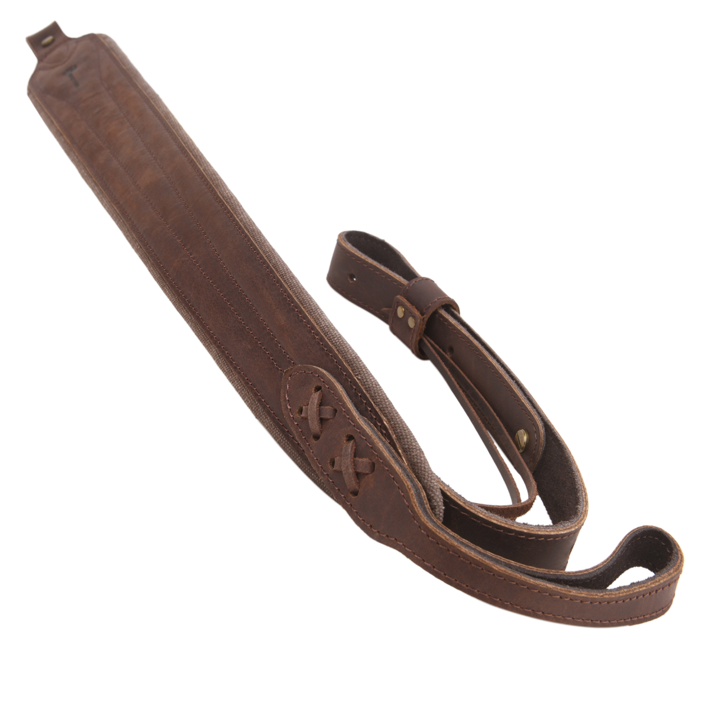 Vintage Leather Gun Carry Slings, Padded Canvas Shoulder Straps