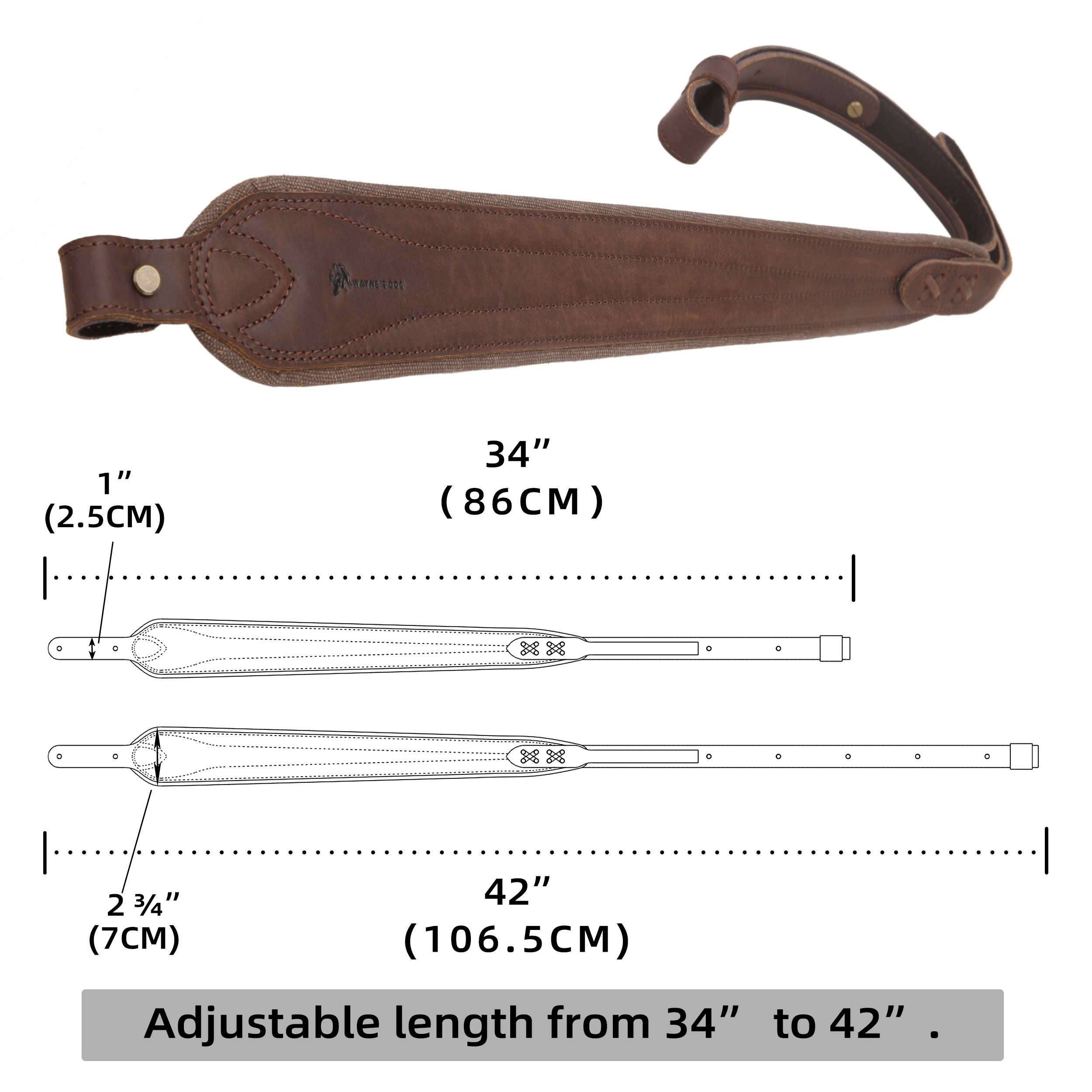 No Drill Leather Canvas Gun Recoil Pad Buttstock , Gun Barrel Mount with Shoulder Sling