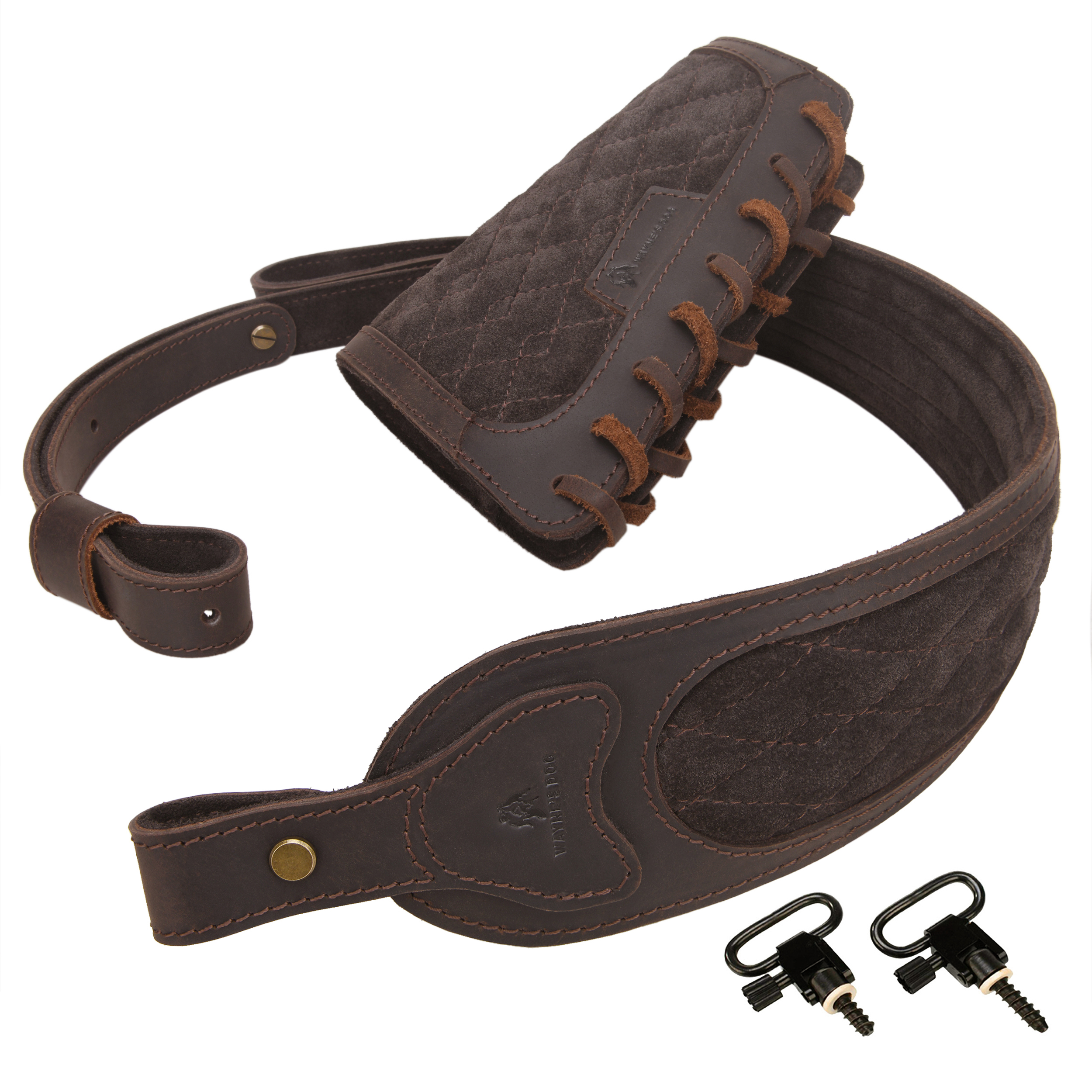 Leather Gun Buttstock with Sling, Cheek Rest Pad with Shouler Strap