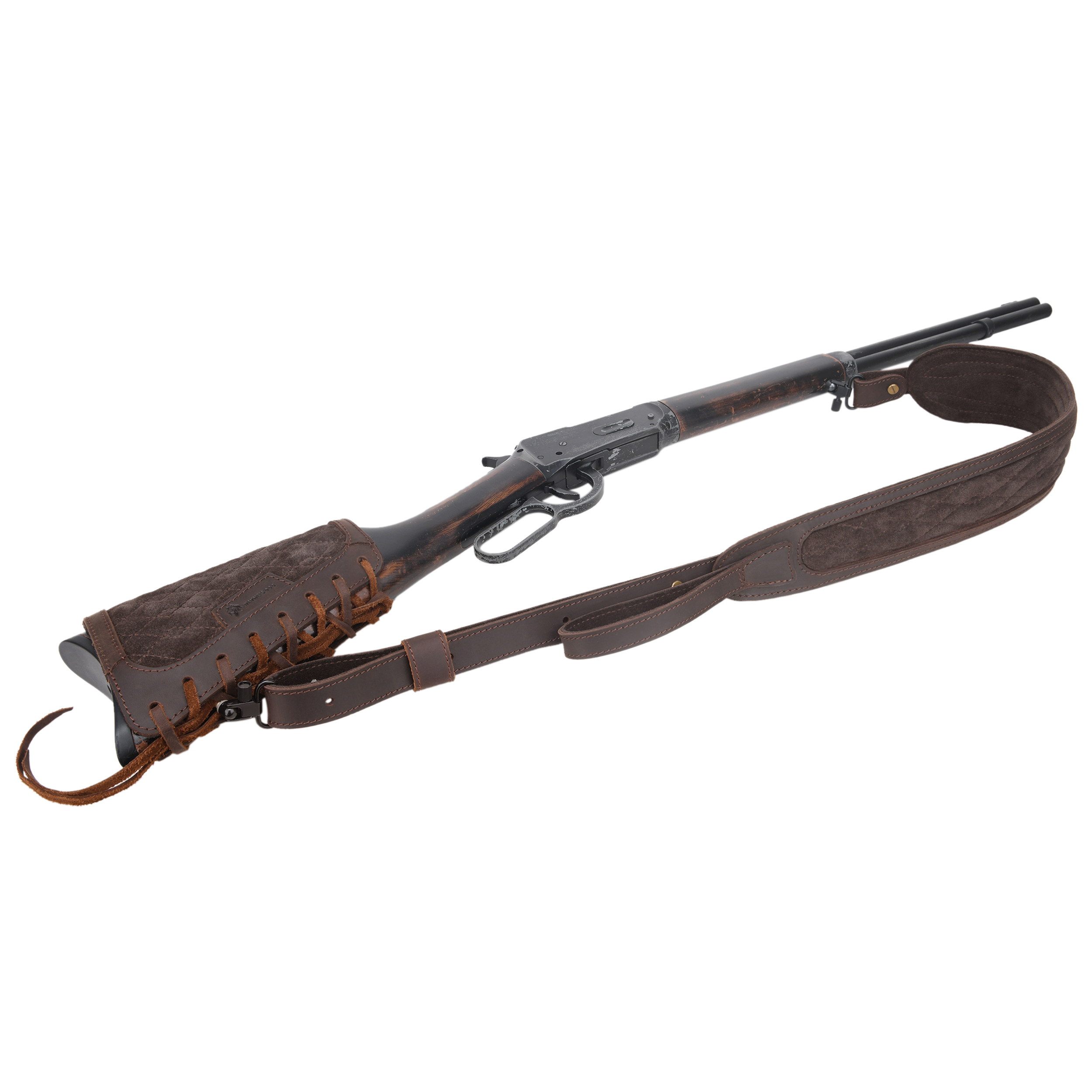 Leather Gun Buttstock with Sling, Cheek Rest Pad with Shouler Strap